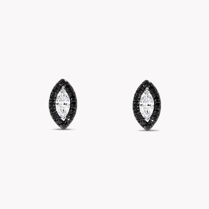 Marquise Cut Diamond Earrings with Black and White Diamonds in 18ct White Gold