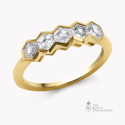 Honeycomb 0.88ct Diamond Five Stone Ring in 18ct Yellow Gold