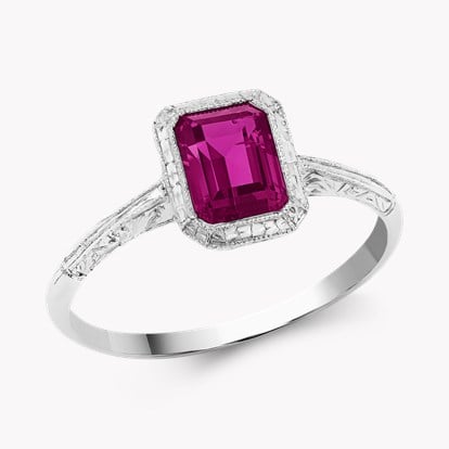 Edwardian 1.41ct Burmese Ruby Solitaire Ring in 14ct White Gold