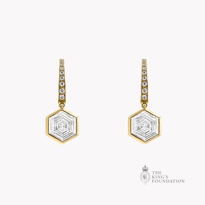 Honeycomb Diamond Drop Earrings 0.60ct in 18ct Yellow Gold