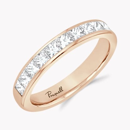 Princess Cut Diamond Half Eternity Ring 1.17ct in 18ct Rose Gold