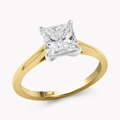 Princess Cut 1.50ct Diamond Solitaire Ring in 18ct Yellow Gold & Platinum