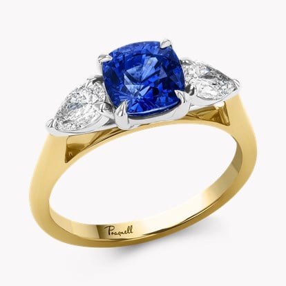 Cushion Cut 1.96ct Sapphire and Diamond Ring in 18ct Yellow Gold and Platinum