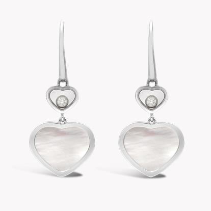 Chopard Happy Hearts Drop Earrings 0.10ct in 18ct White Gold