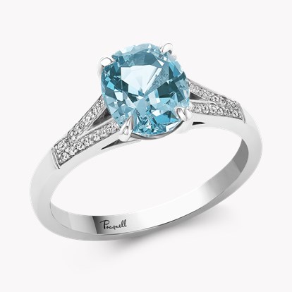 Oval Cut 1.50ct Aquamarine and Diamond Ring in Platinum