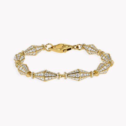 Cleopatra 5.38ct Diamond Gold Faceted Barrel Link Bracelet in 18ct Yellow Gold