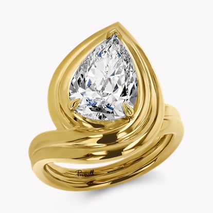 Masterpiece Weave Setting 4.07ct Pearshape Diamond Solitaire Ring
 in 18ct Yellow Gold