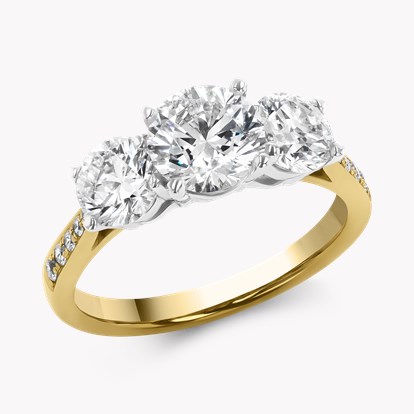 Duchess 2.40ct Diamond Three Stone Ring in 18ct Yellow Gold and Platinum