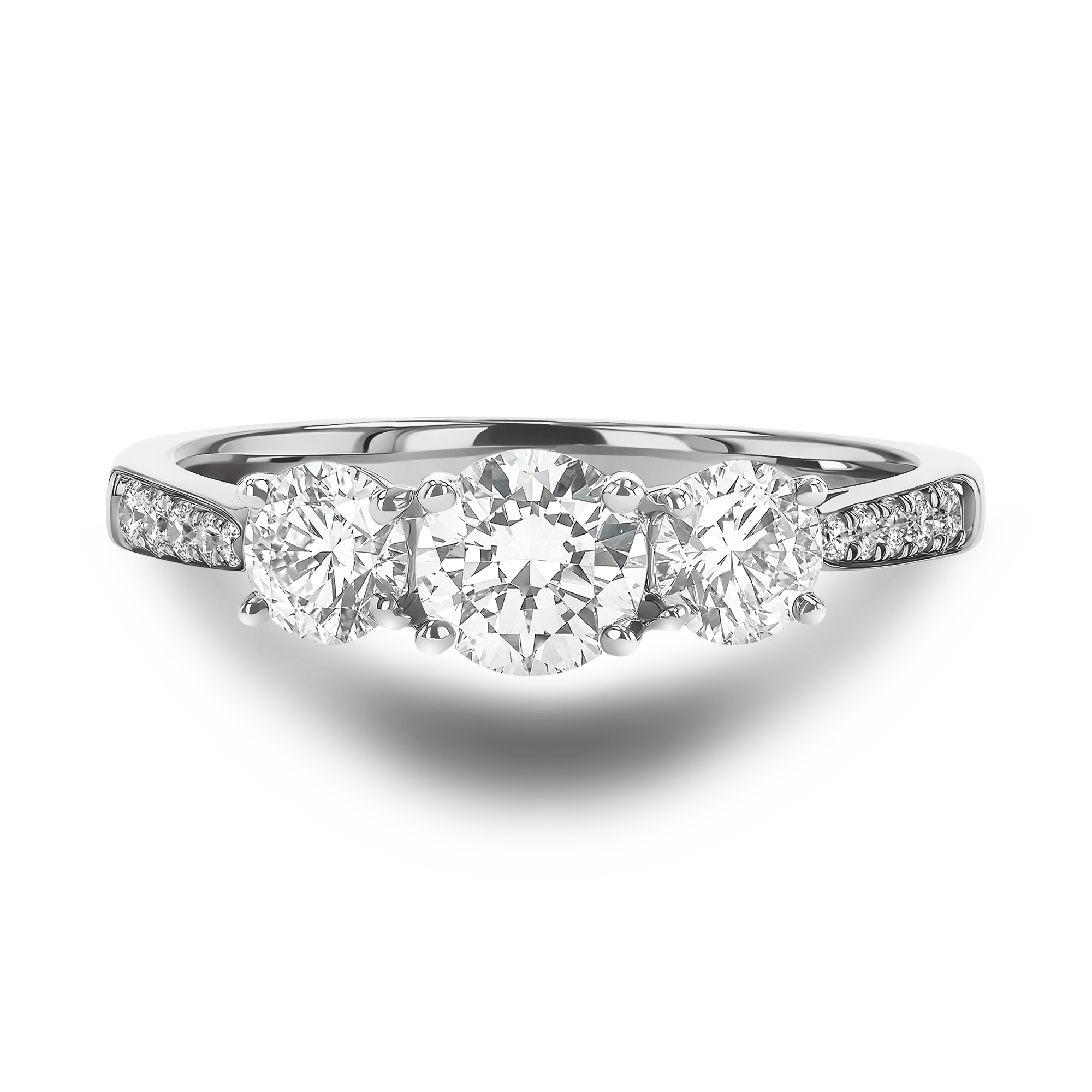 0.30ct Diamond Three-Stone Ring Brilliant Cut, Three-Stone, Diamond Shoulders_2