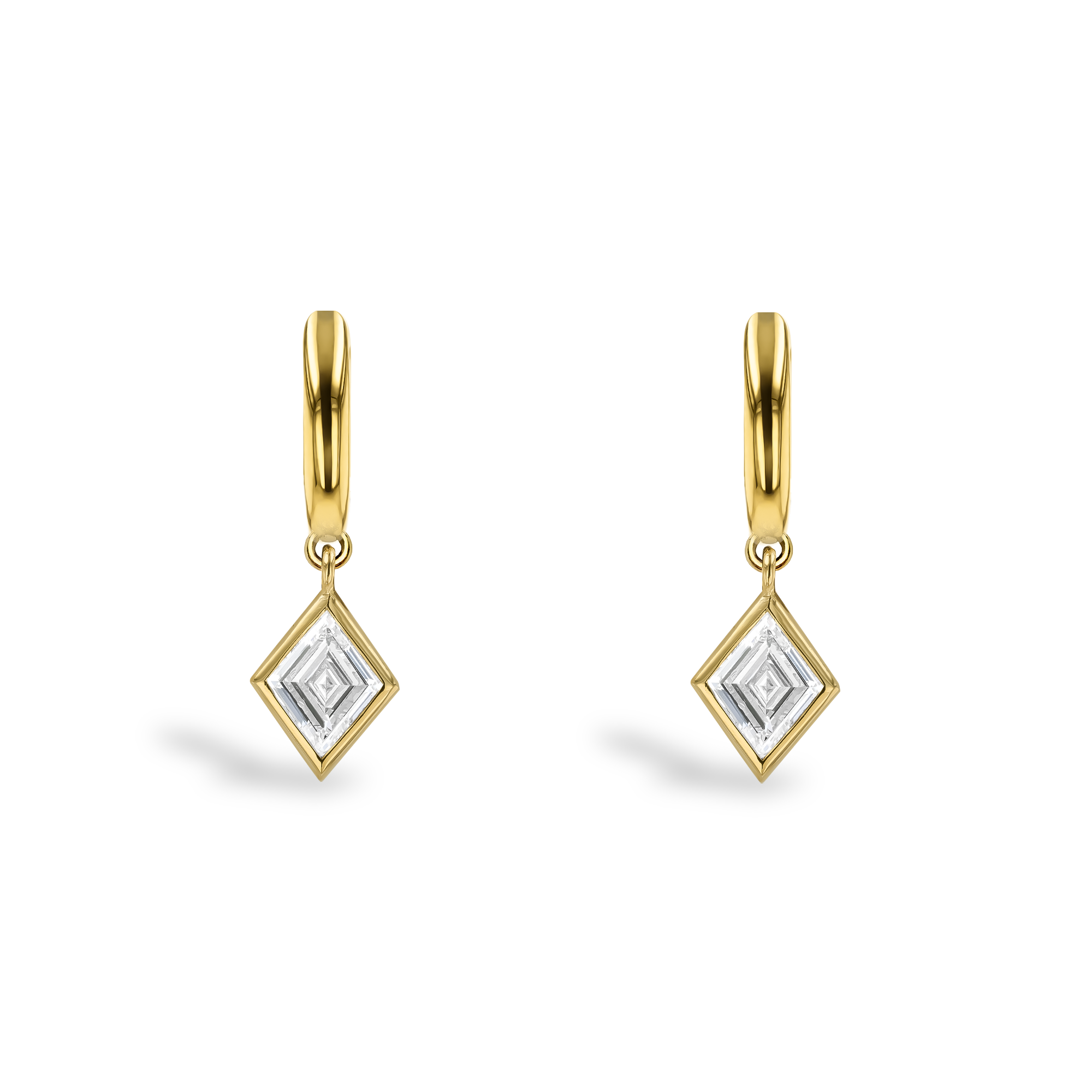 Lozenge Cut 1.02ct Diamond Drop Earrings Lozenge Cut, Rubover Set_2