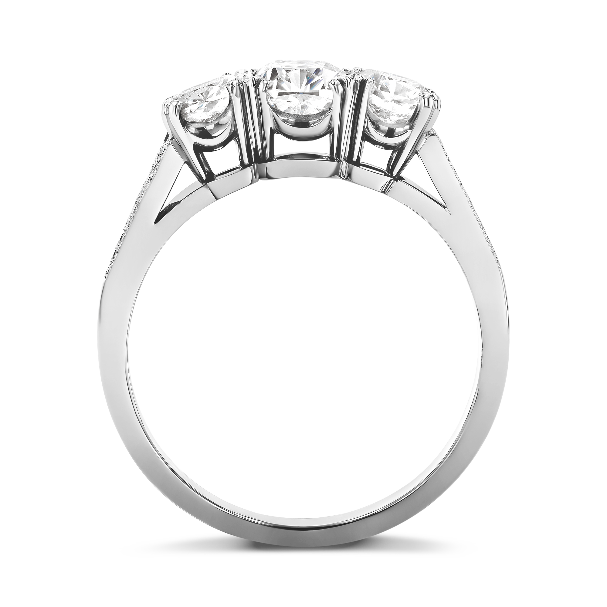 Imperial 1.92ct Diamond Three Stone Ring Cushion Cut, Claw Set_3