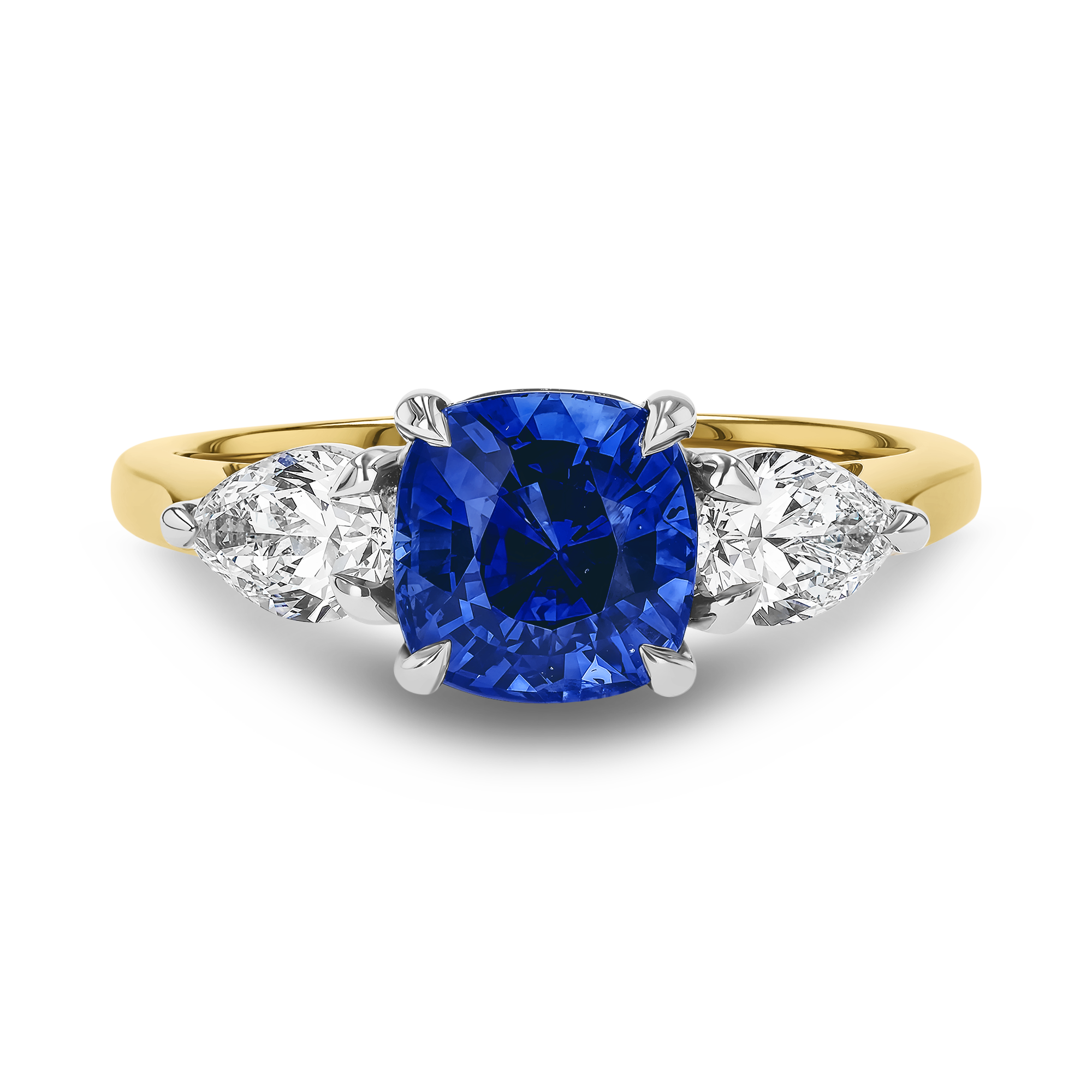 Cushion Cut 1.96ct Sapphire and Diamond Ring Cushion modern cut, Claw set_2