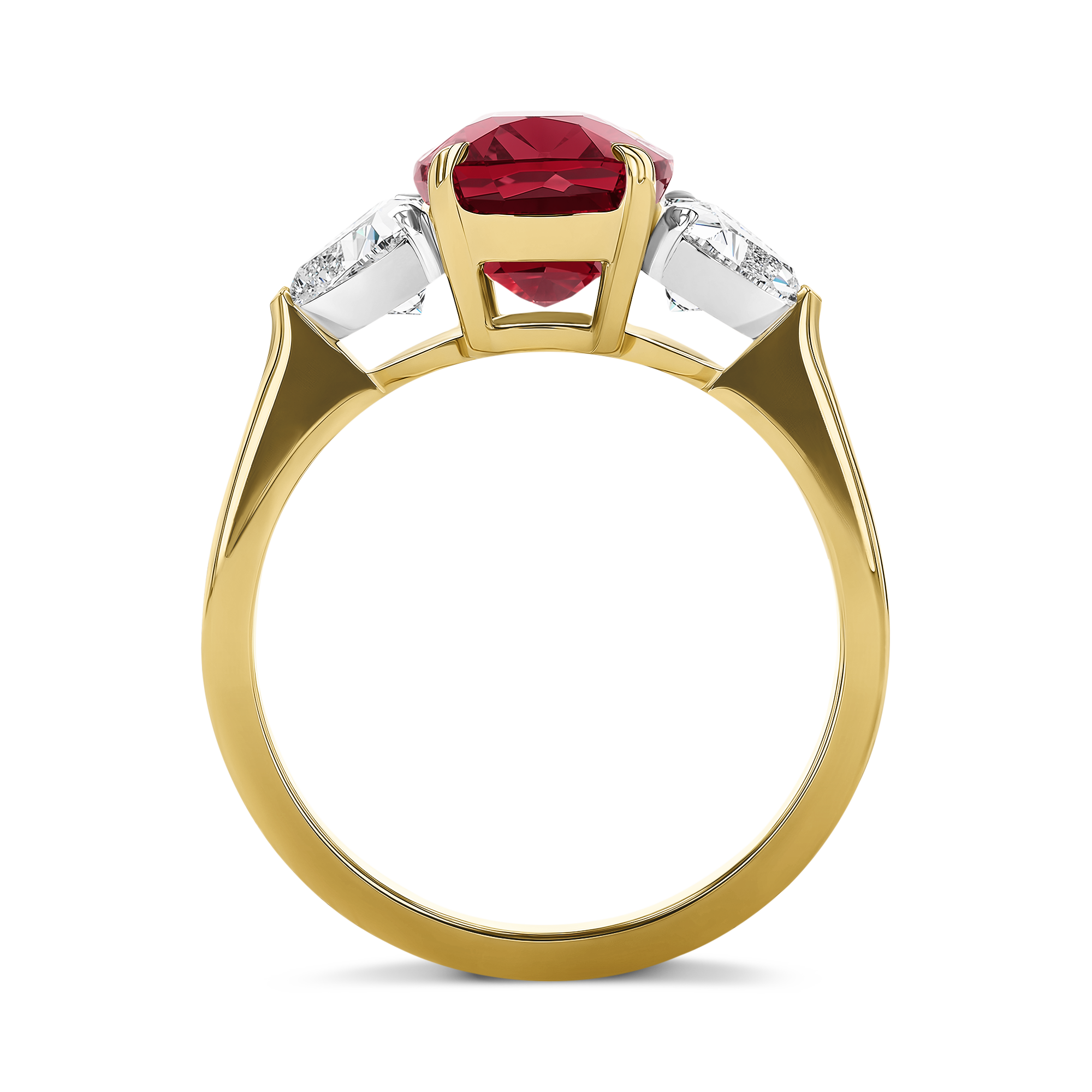 Mozambique Oval Cut Ruby Ring with Diamond Shoulders Oval Cut, Four Claw Set_3