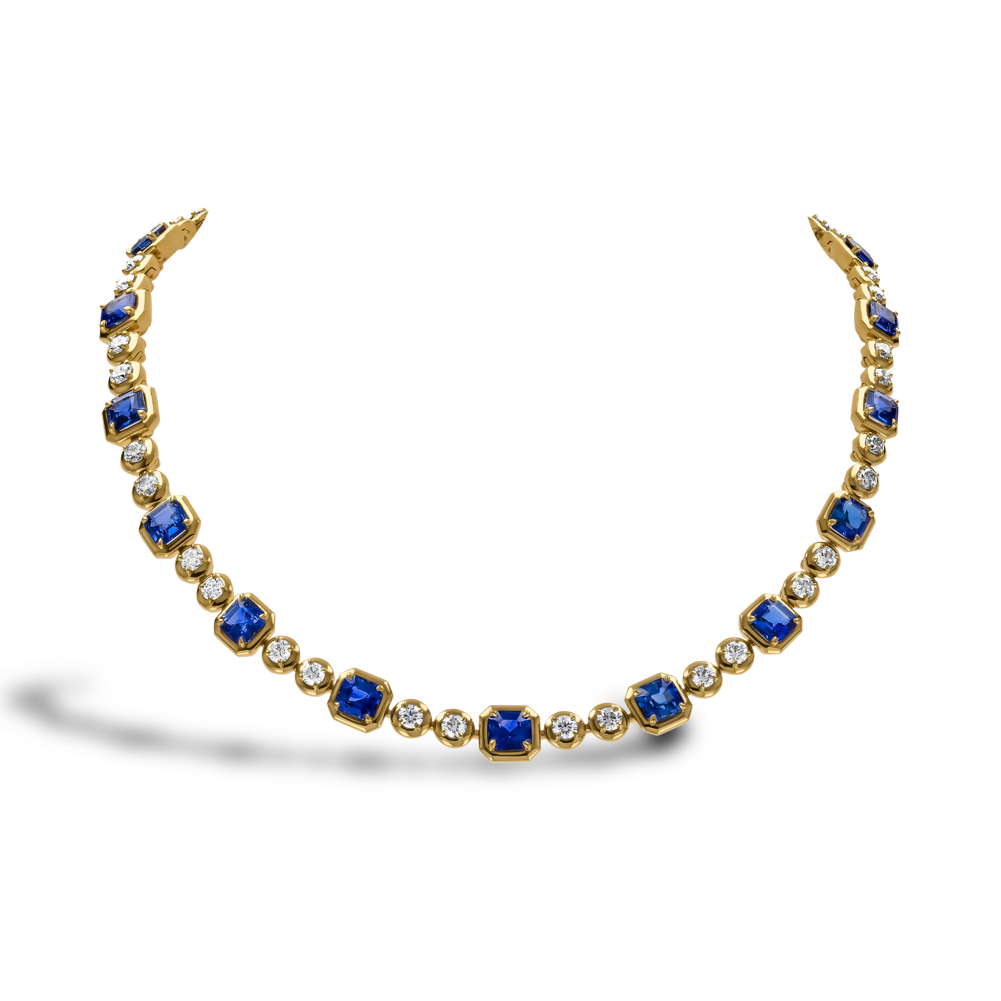 Masterpiece Skimming Stone 21.53ct Sapphire and Diamond Necklace Octagon & Brilliant Cut, Claw Set_1