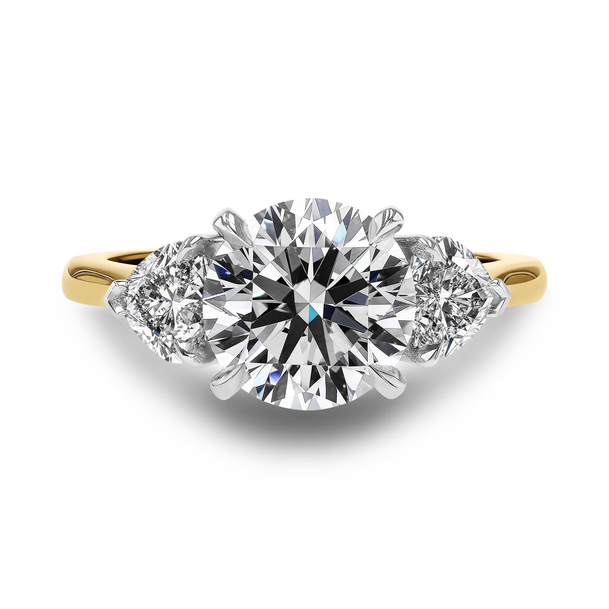 Venus Setting 2.50ct Diamond Three Stone Ring Brilliant & Heart Cut, Claw Set_2