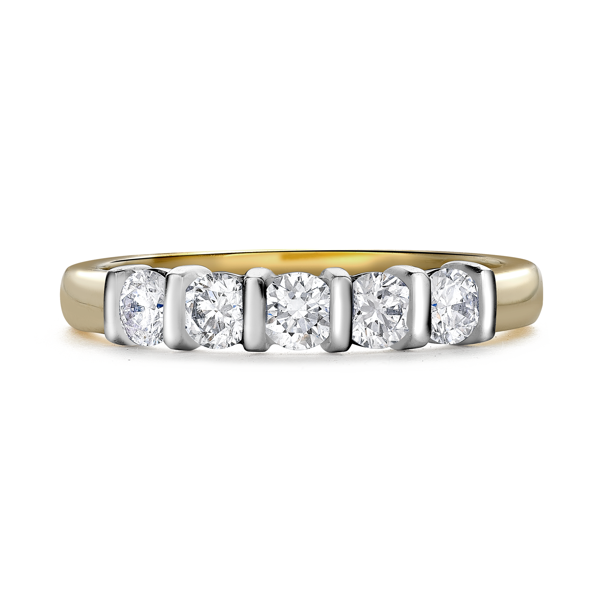 Round Brilliant Cut Diamond Five-Stone Ring Brilliant Cut, Five-Stone, Bar Set_2