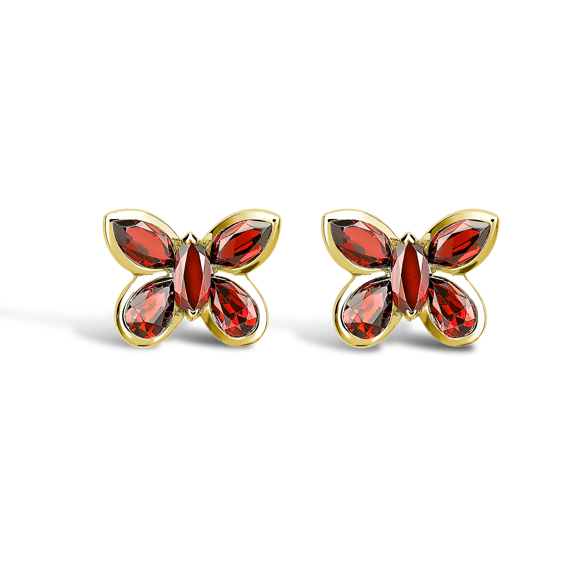 Butterfly Ruby Stud Earrings Pear and Marquise Cut, Rubover Set_1