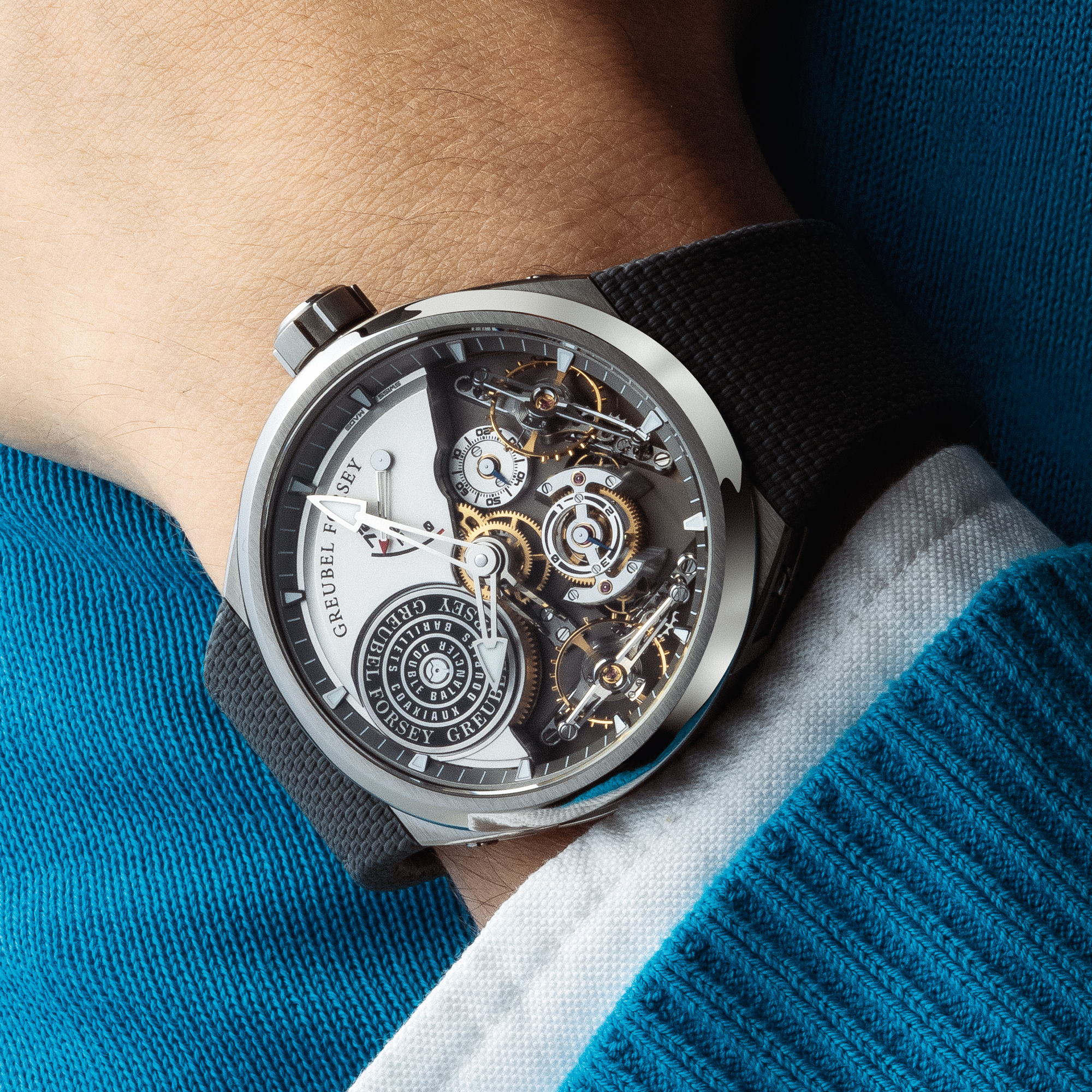 Gruebel Forsey Double Balancier Convexe 42.5mm, Skeleton Dial, Baton Numerals_10