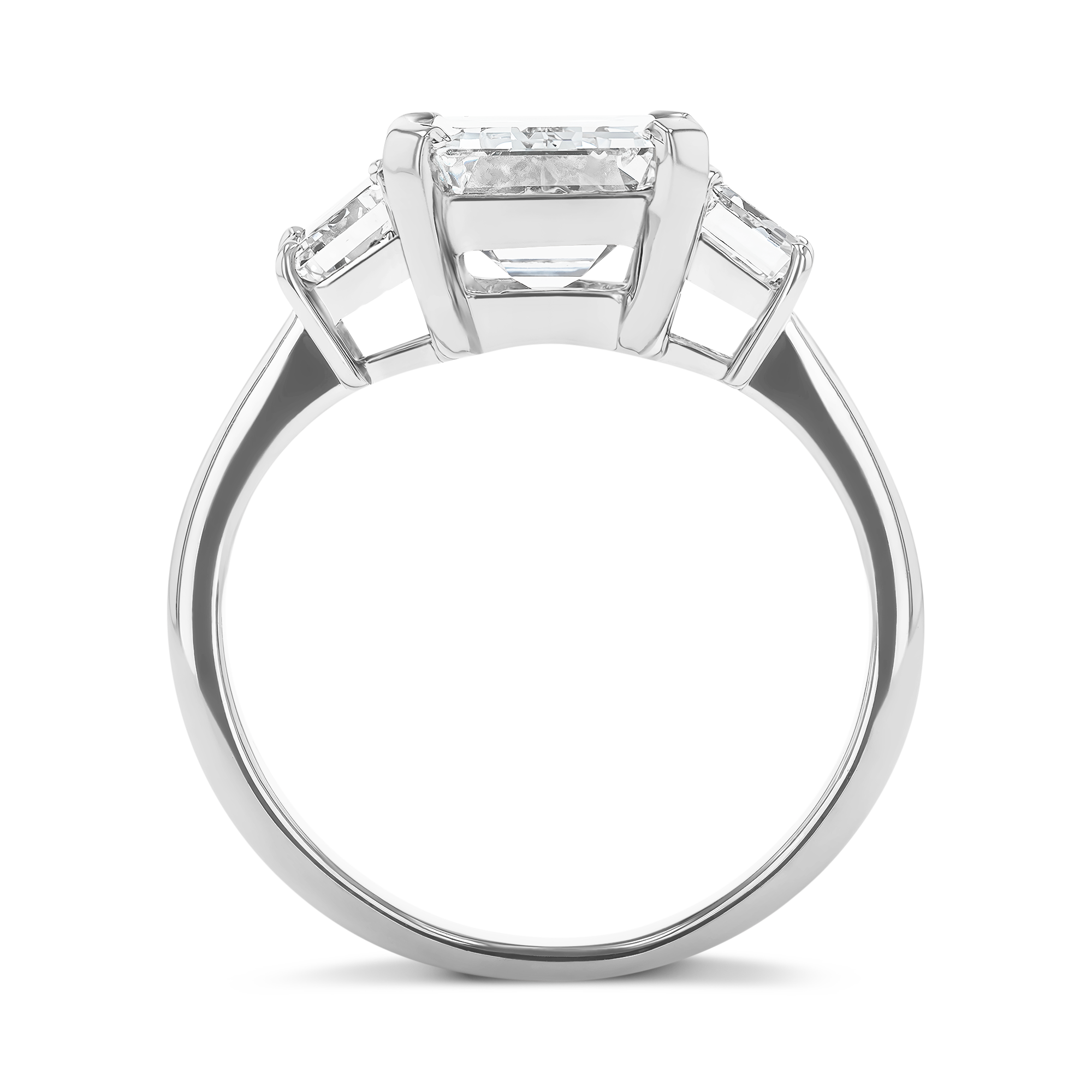 Emerald Cut 3.29ct Diamond Three Stone Ring in Platinum Emerald Cut, Claw Set_3