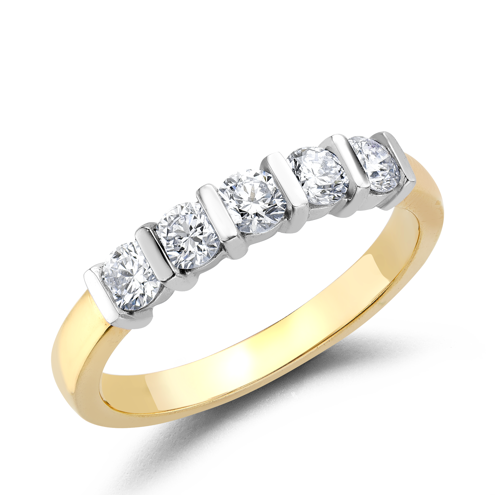 Round Brilliant Cut Diamond Five-Stone Ring Brilliant Cut, Five-Stone, Bar Set_1