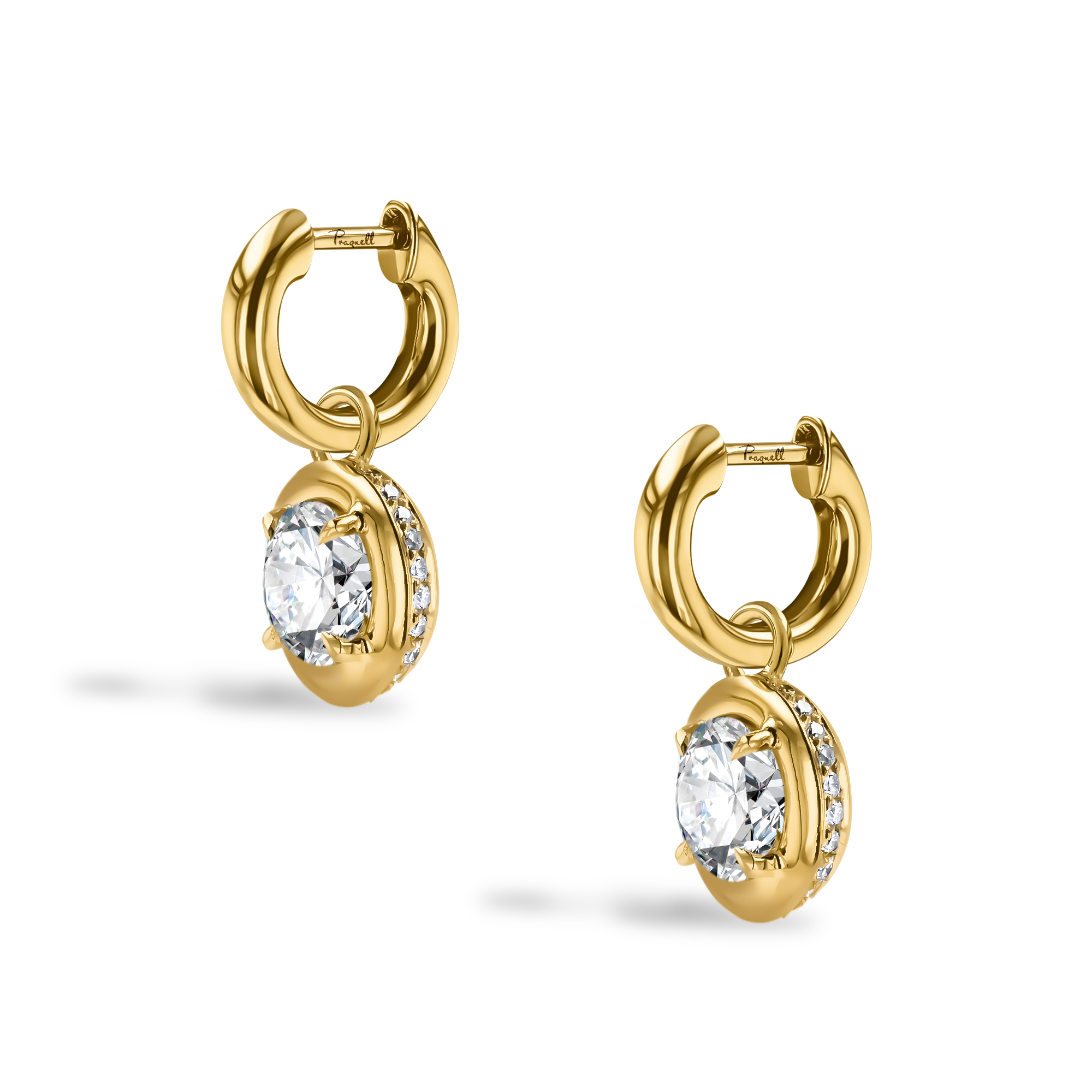 Skimming Stone 2.24ct Botswana Diamond Drop Hoop Earrings Brilliant cut, Claw set_3