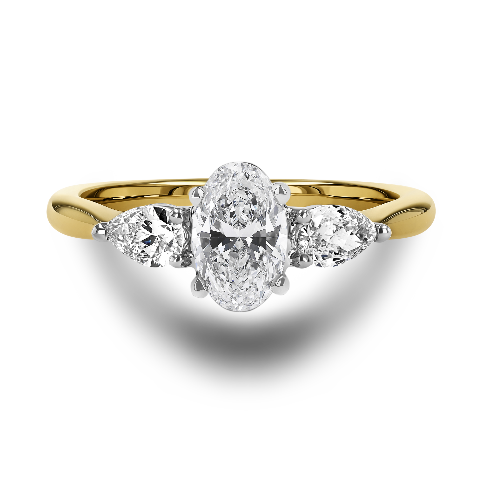 Classic 0.70ct Oval and Pearshape Diamond Three Stone Ring Oval Cut, Claw Set_2