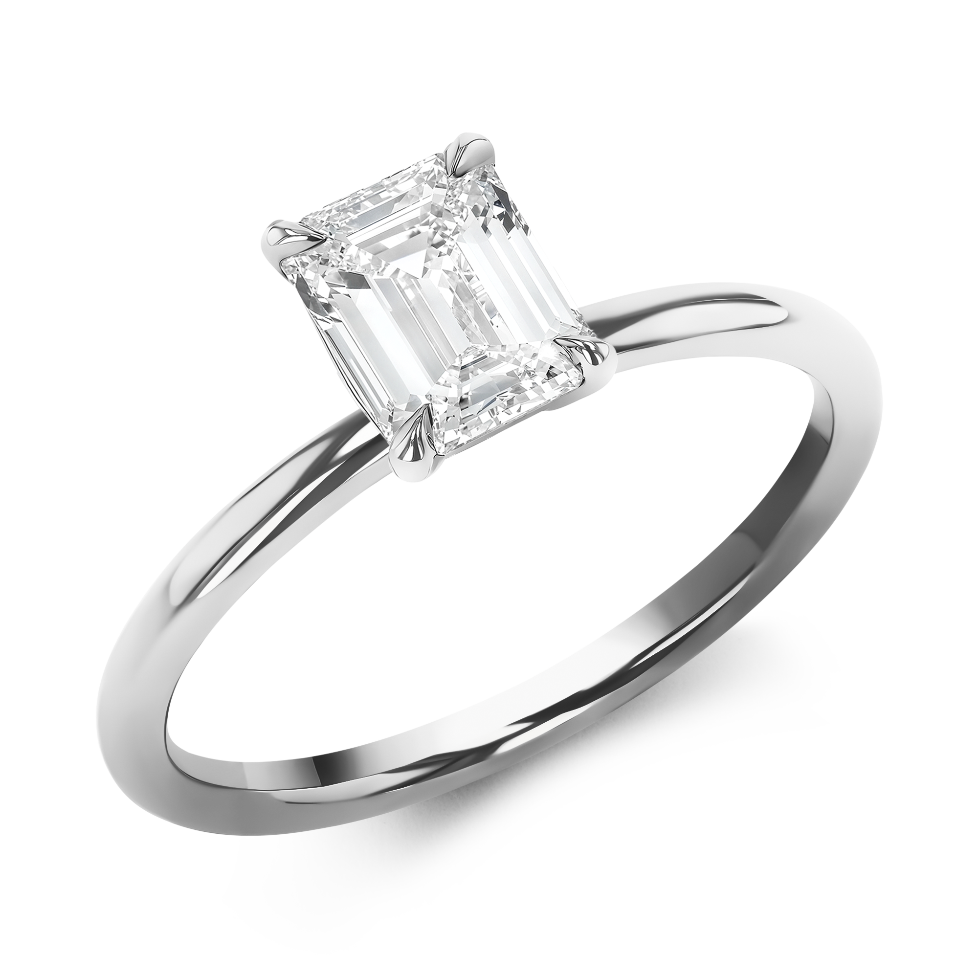 Classic 1.00ct Diamond Ring Emerald Cut, Claw Set_1