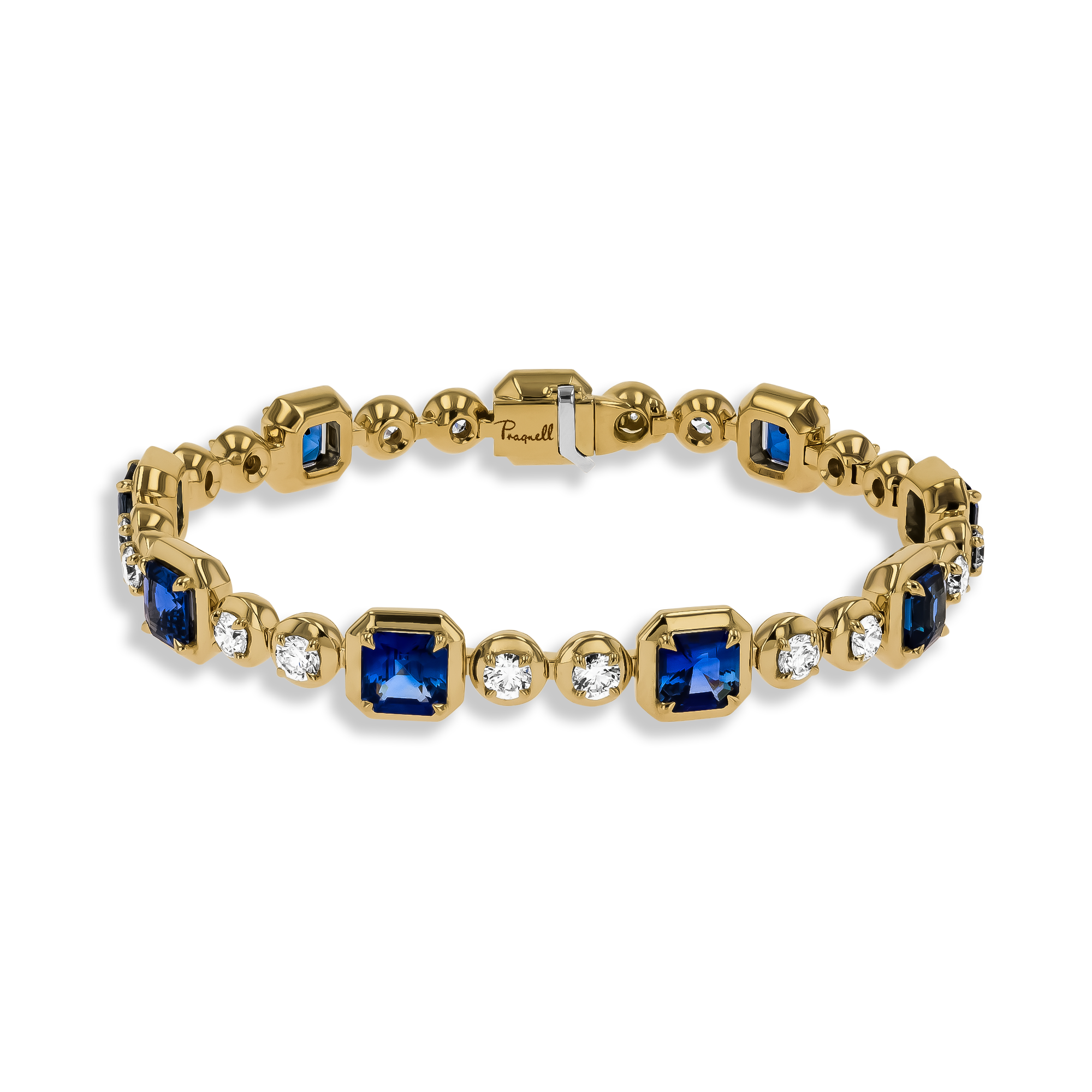 Masterpiece Skimming Stone 12.40ct Sapphire and Diamond Bracelet Octagon & Brilliant Cut, Claw Set_1