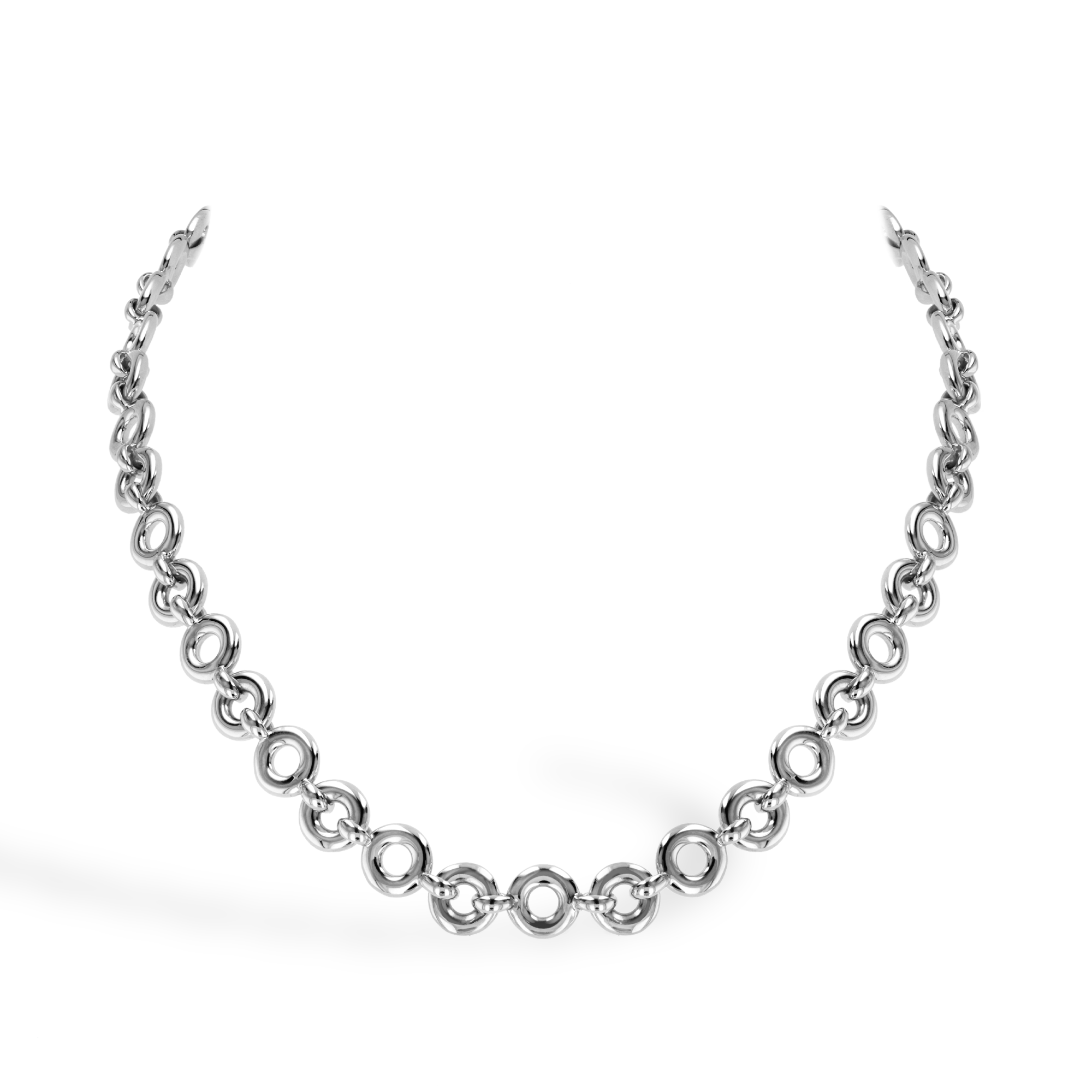 Rockchain Necklace 0.09ct in 18ct White Gold Brilliant Cut, Grain Set_1