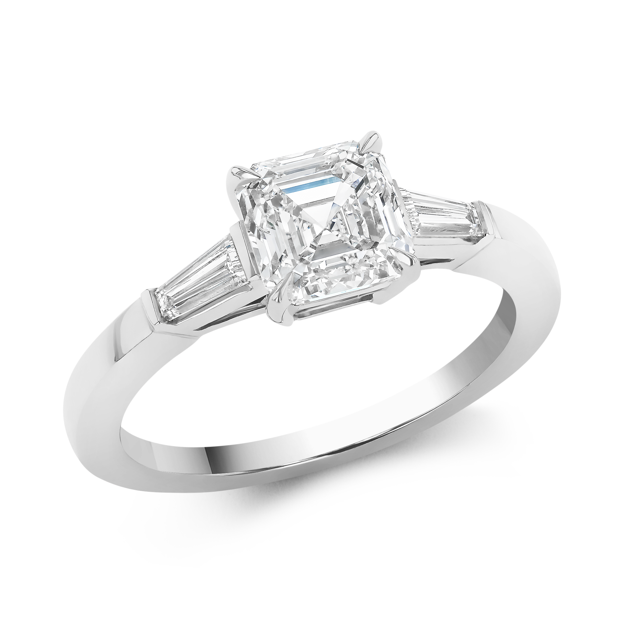 Asscher Cut 1.51ct Diamond Ring Asscher & Baguette Cut, Claw Set_1