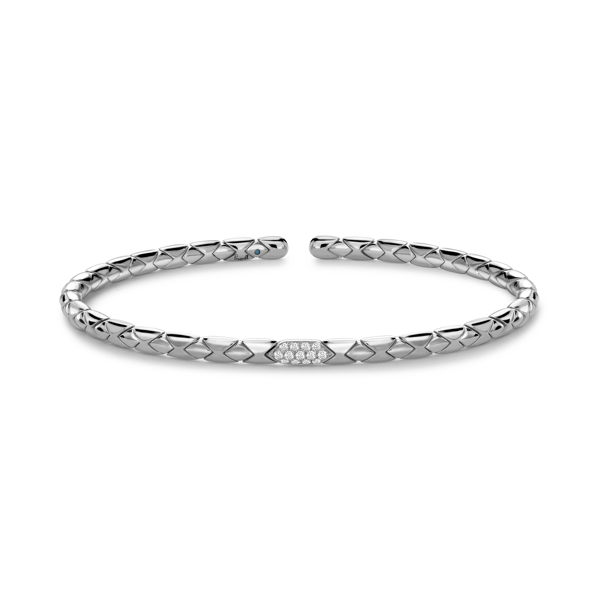 Groove Diamond Textured Bangle Brilliant Cut, Pavé Set_1