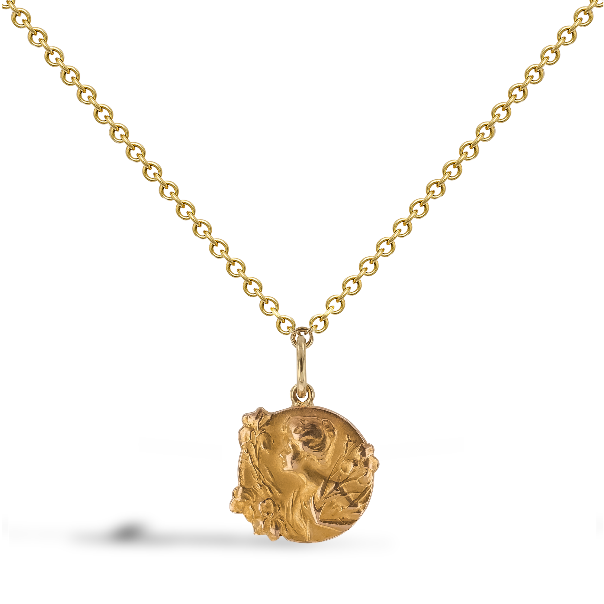 Art Nouveau French Gold Medallion Pendant _1