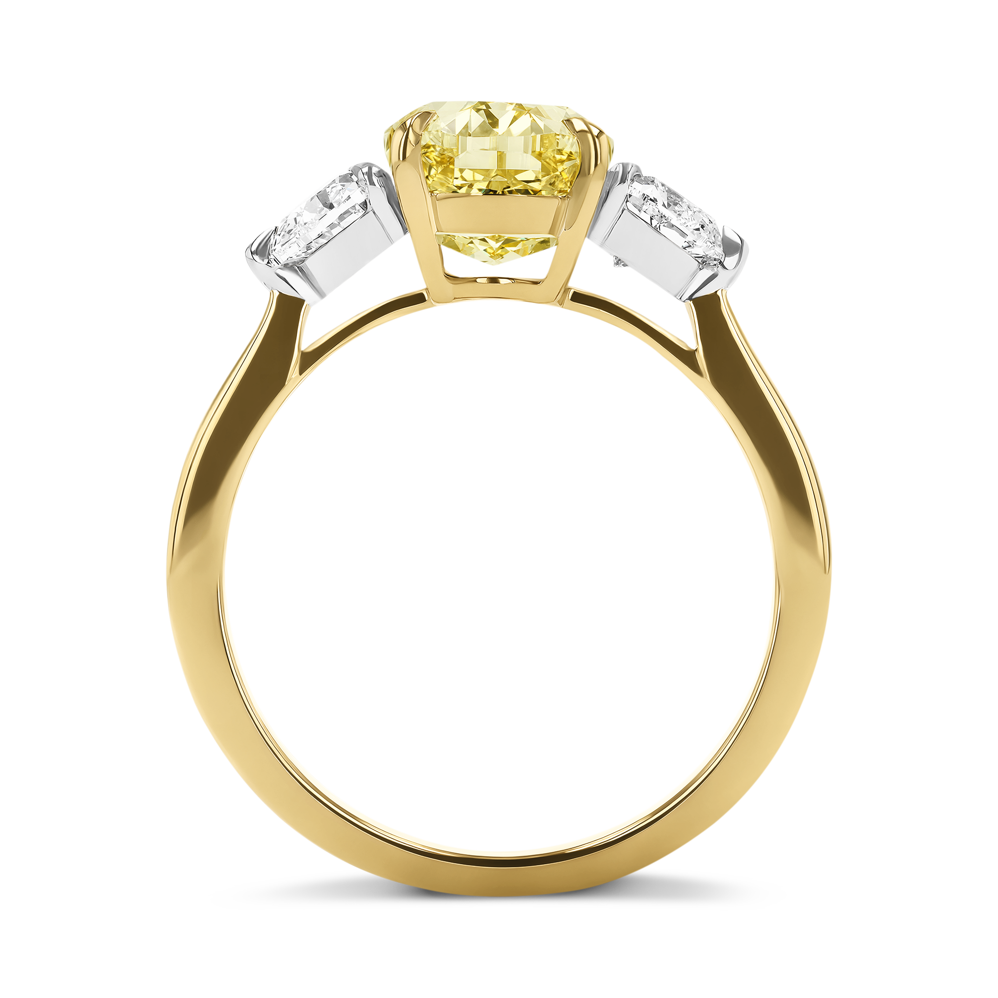 Venus Setting 3.01ct Fancy Yellow Diamond Ring Oval & Heart Cut, Claw Set_3