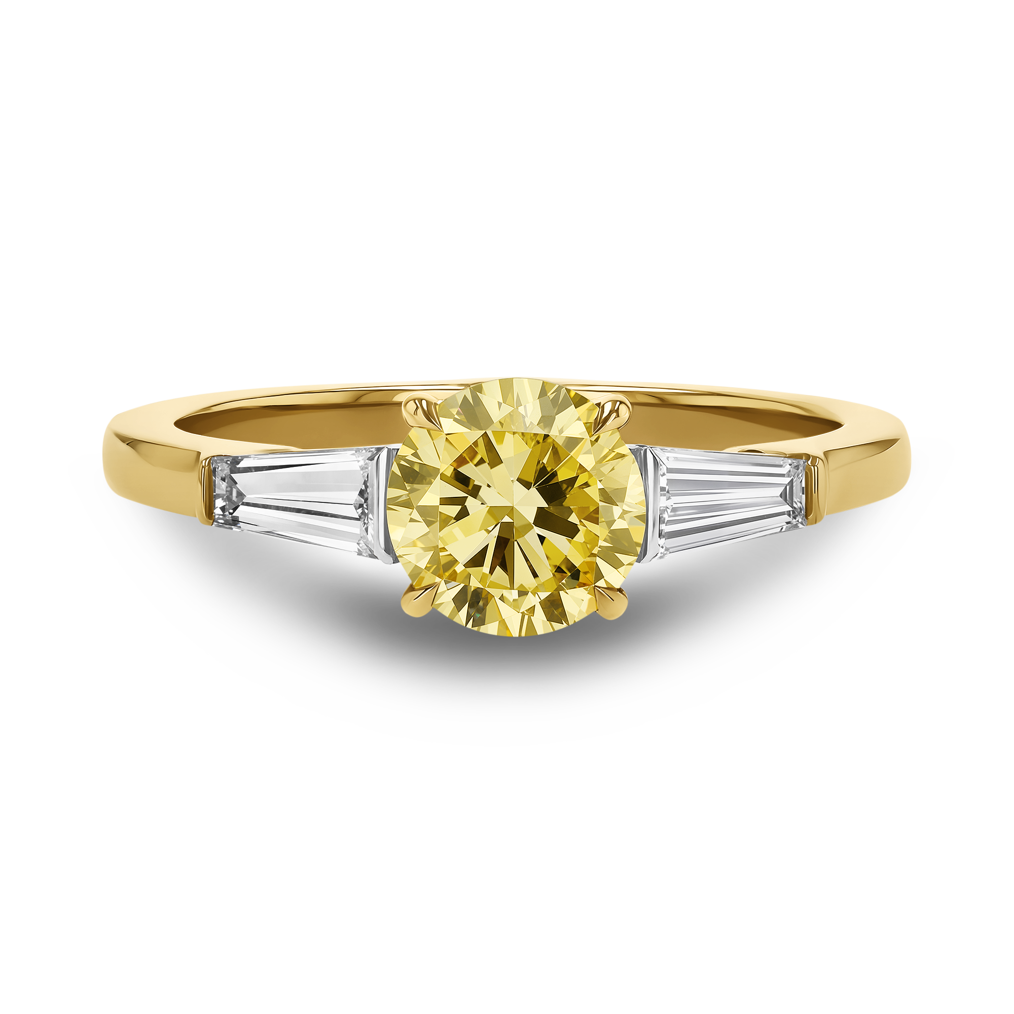 Regency Brilliant Cut 0.89ct Fancy Intense Yellow Diamond Ring Brilliant cut, Claw set_2