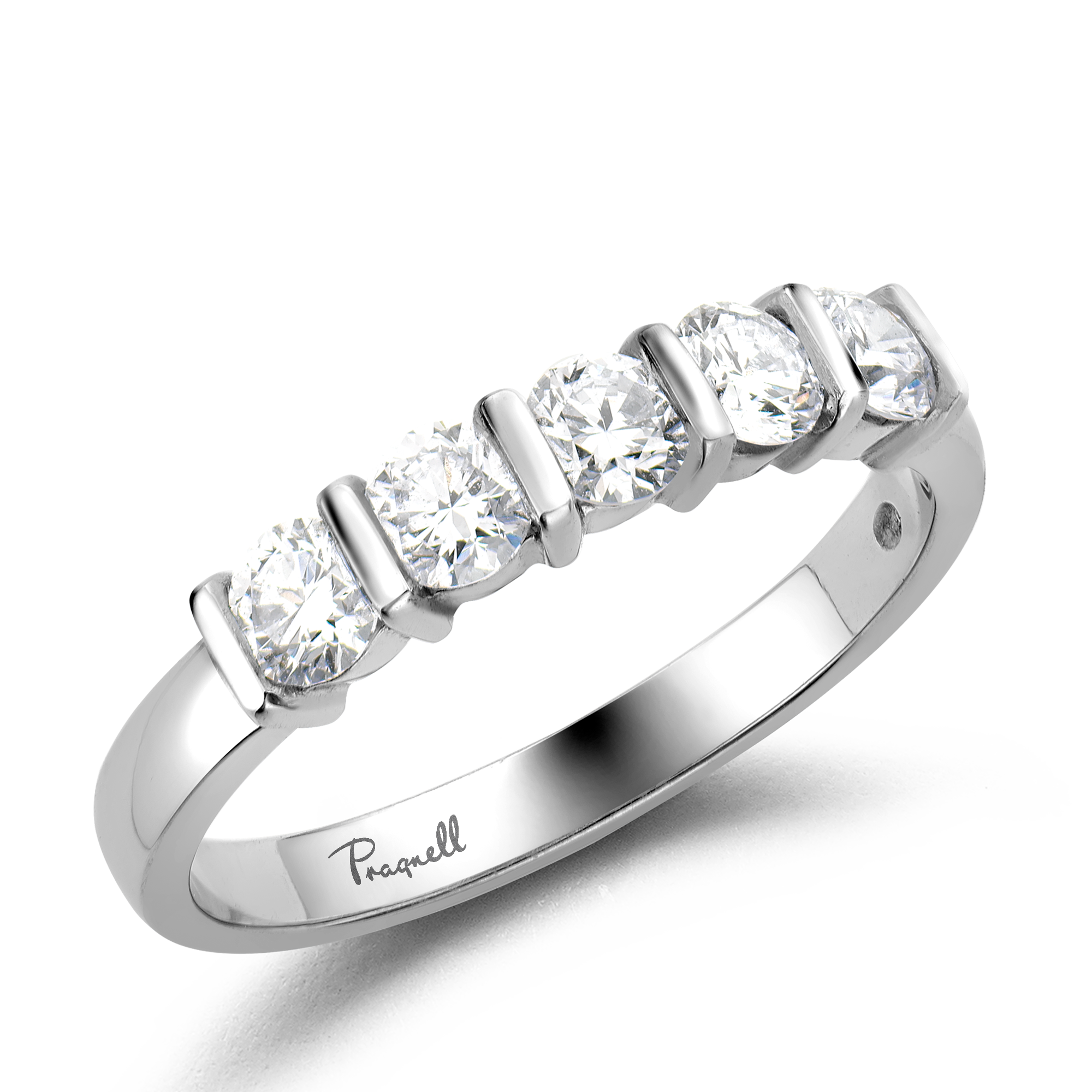 Round Brilliant Cut Diamond Five-Stone Ring Brilliant Cut, Five-Stone, Bar Set_1