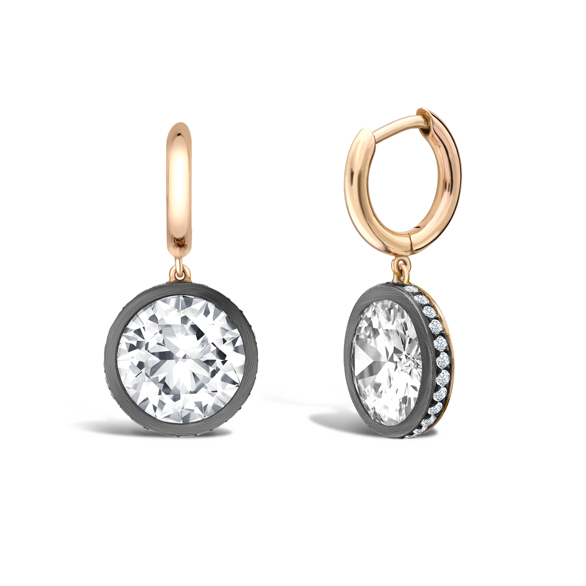 Masterpiece Legacy 7.21ct Diamond Drop Hoop Earrings Brilliant Cut, Rubover Set_1