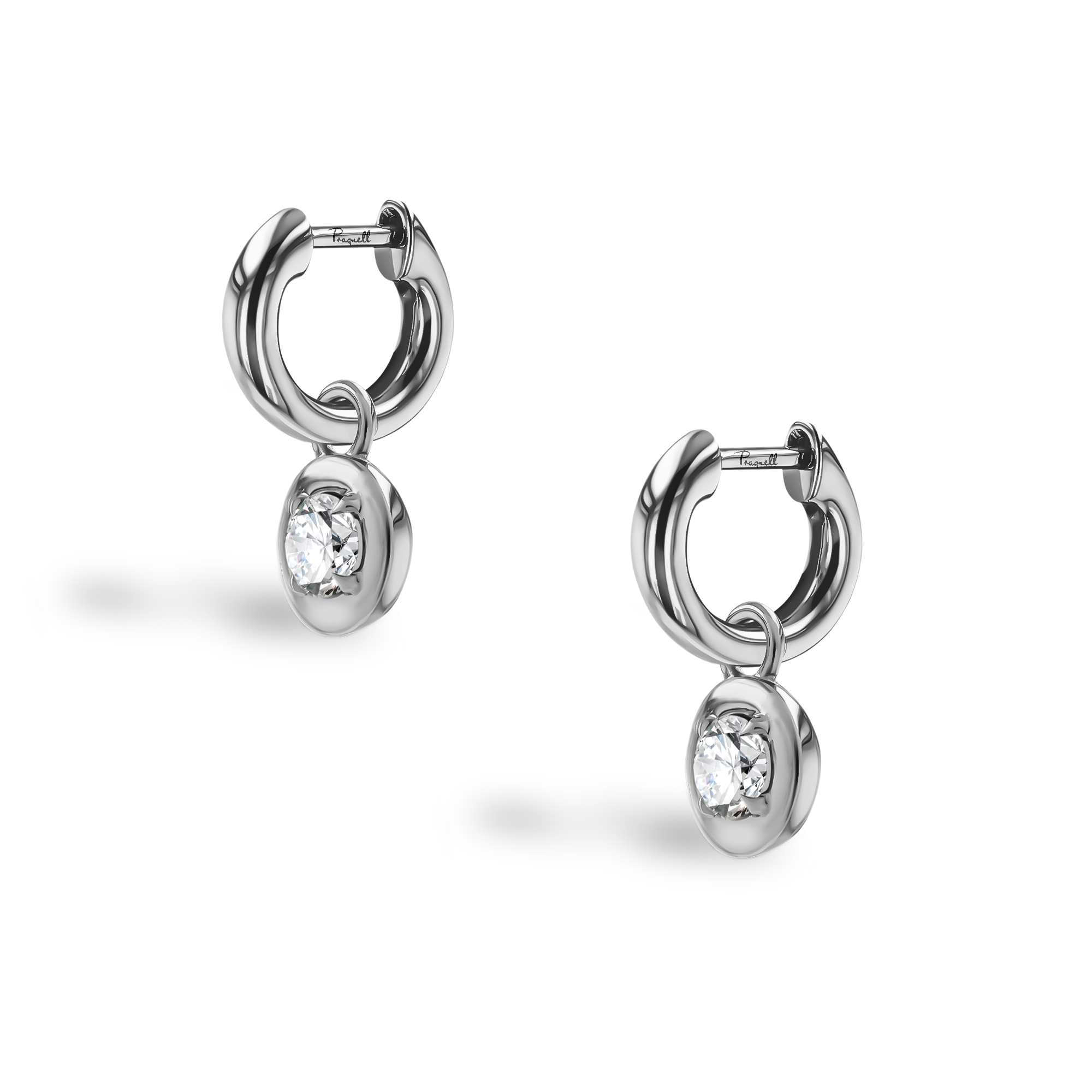 Skimming Stone 0.30ct Botswana Diamond Drop Hoop Earrings Brilliant cut, Claw set_3