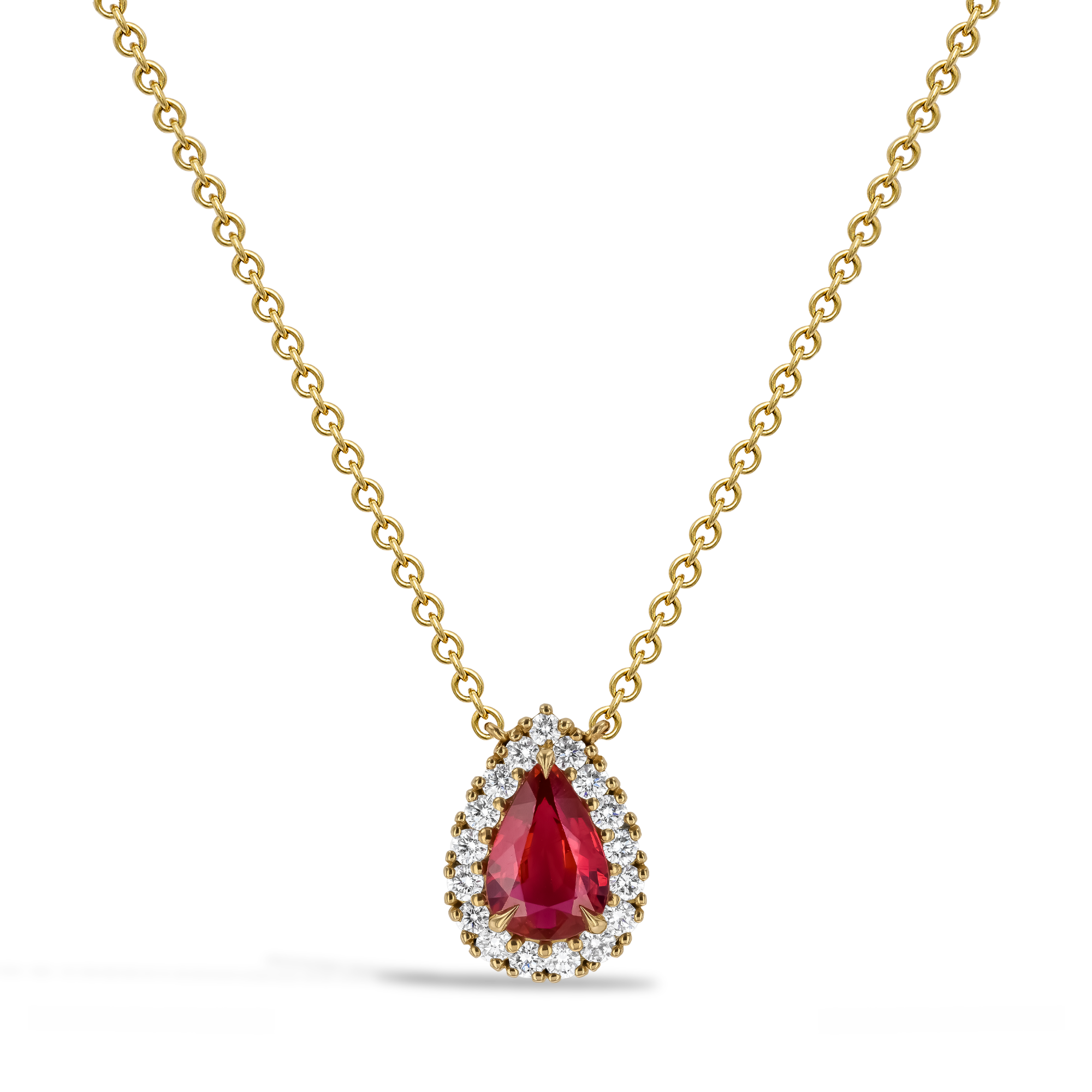 Pear Shaped 1.49ct Ruby and Diamond Pendant Pear Shaped, Claw Set_1