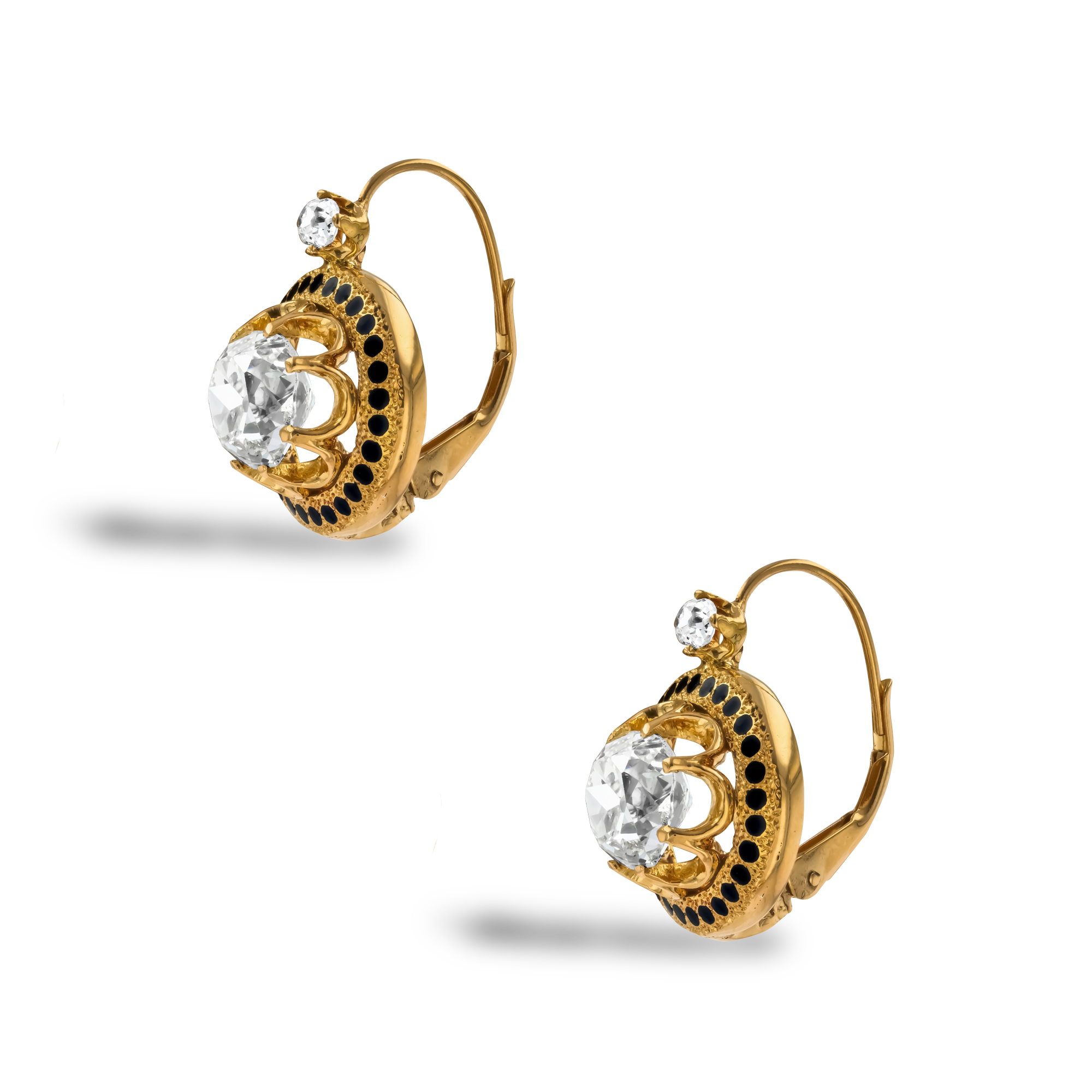 Victorian Cushion Cut Diamond Drop Earrings Cushion Antique Cut, Claw Set_3