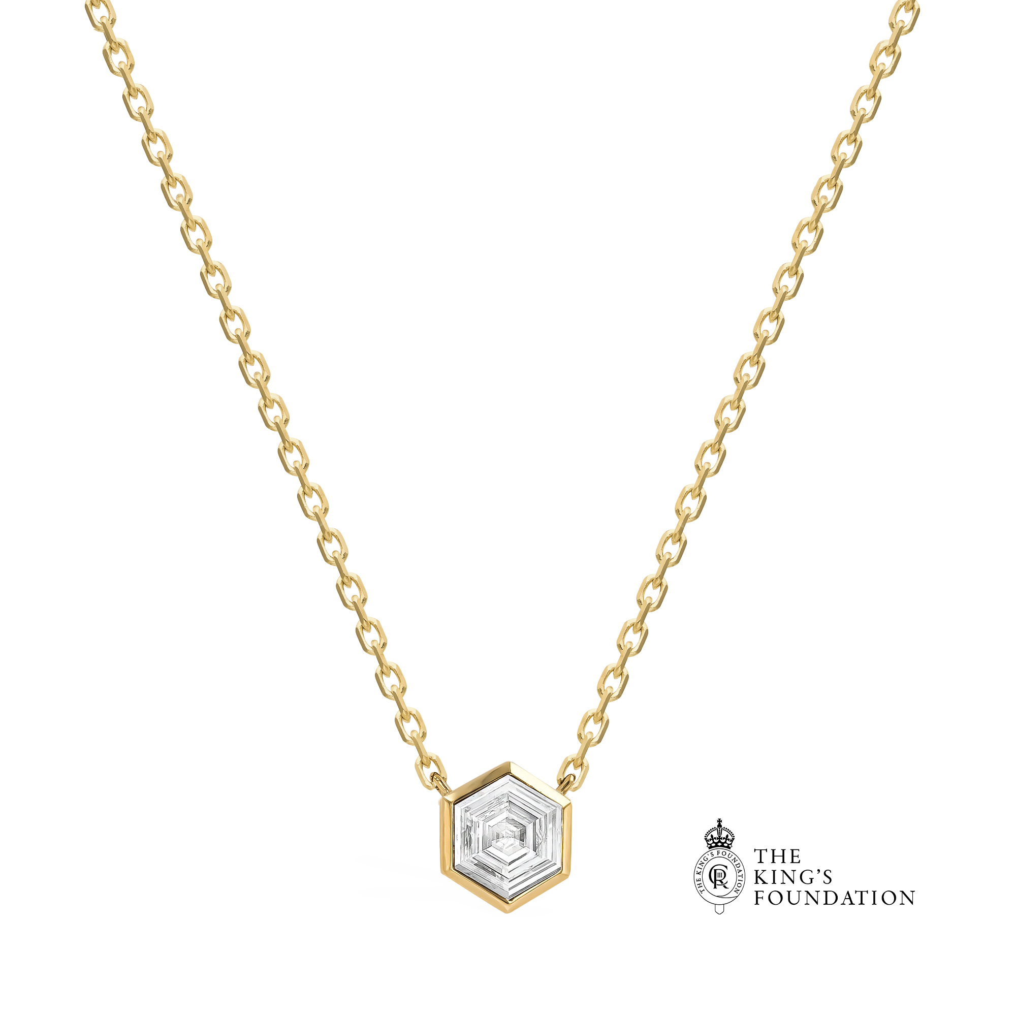 Honeycomb 0.75ct Diamond Solitare Pendant Hexagonal Cut, Rubover Set_1