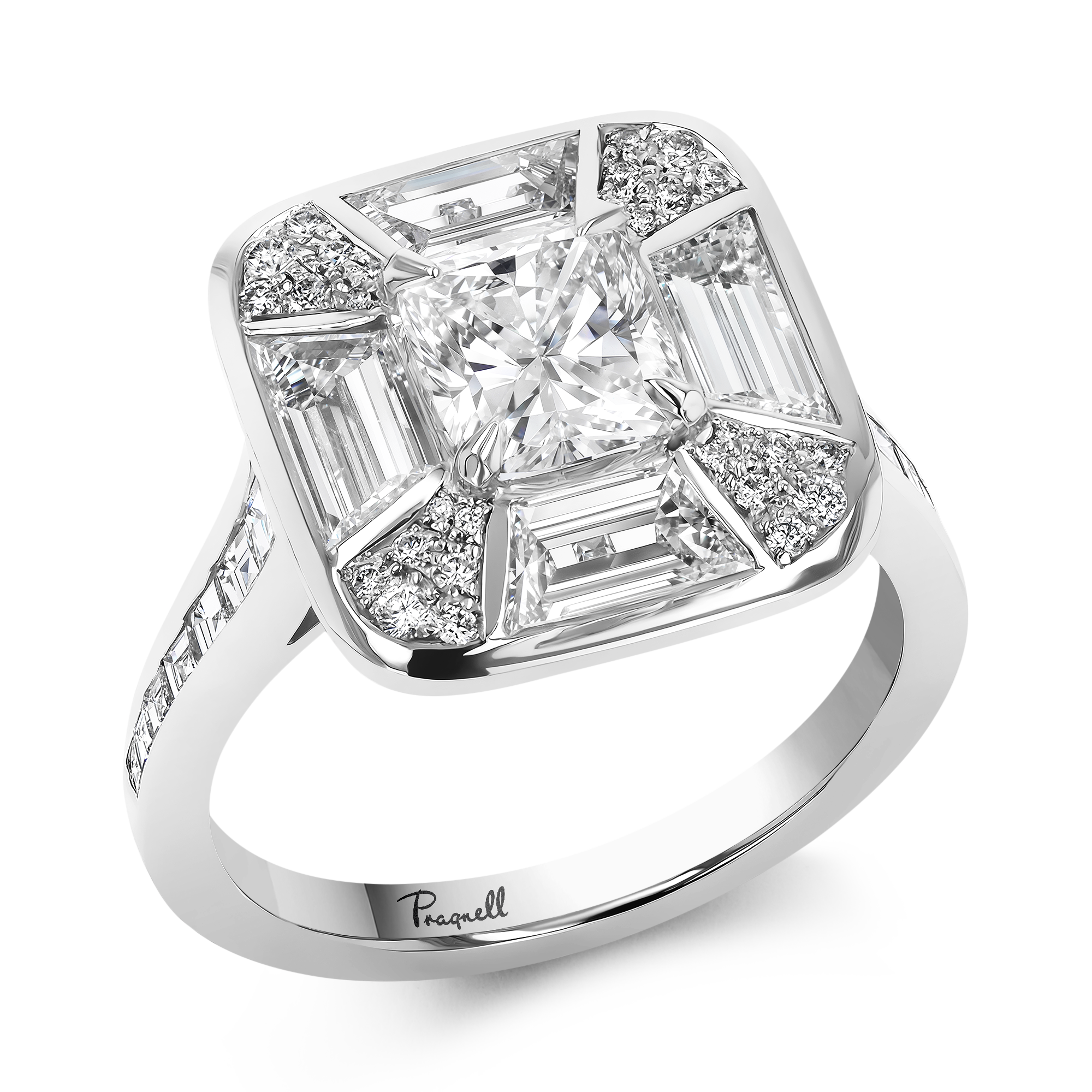 Coronation Setting Cushion Cut Diamond Ring Cushion Cut, Four Claw Set_1