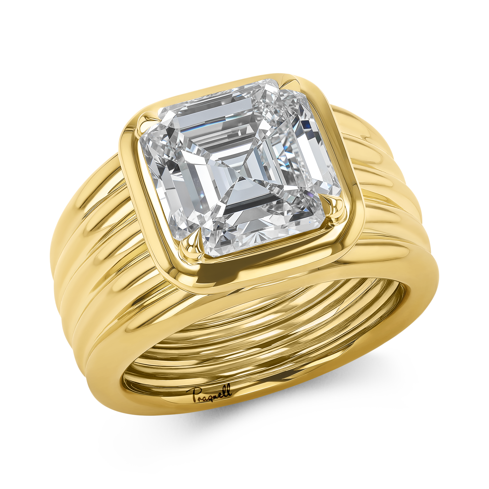 Masterpiece Weave Setting 5.06ct Diamond Solitaire Ring Asscher Cut, Claw Set_1
