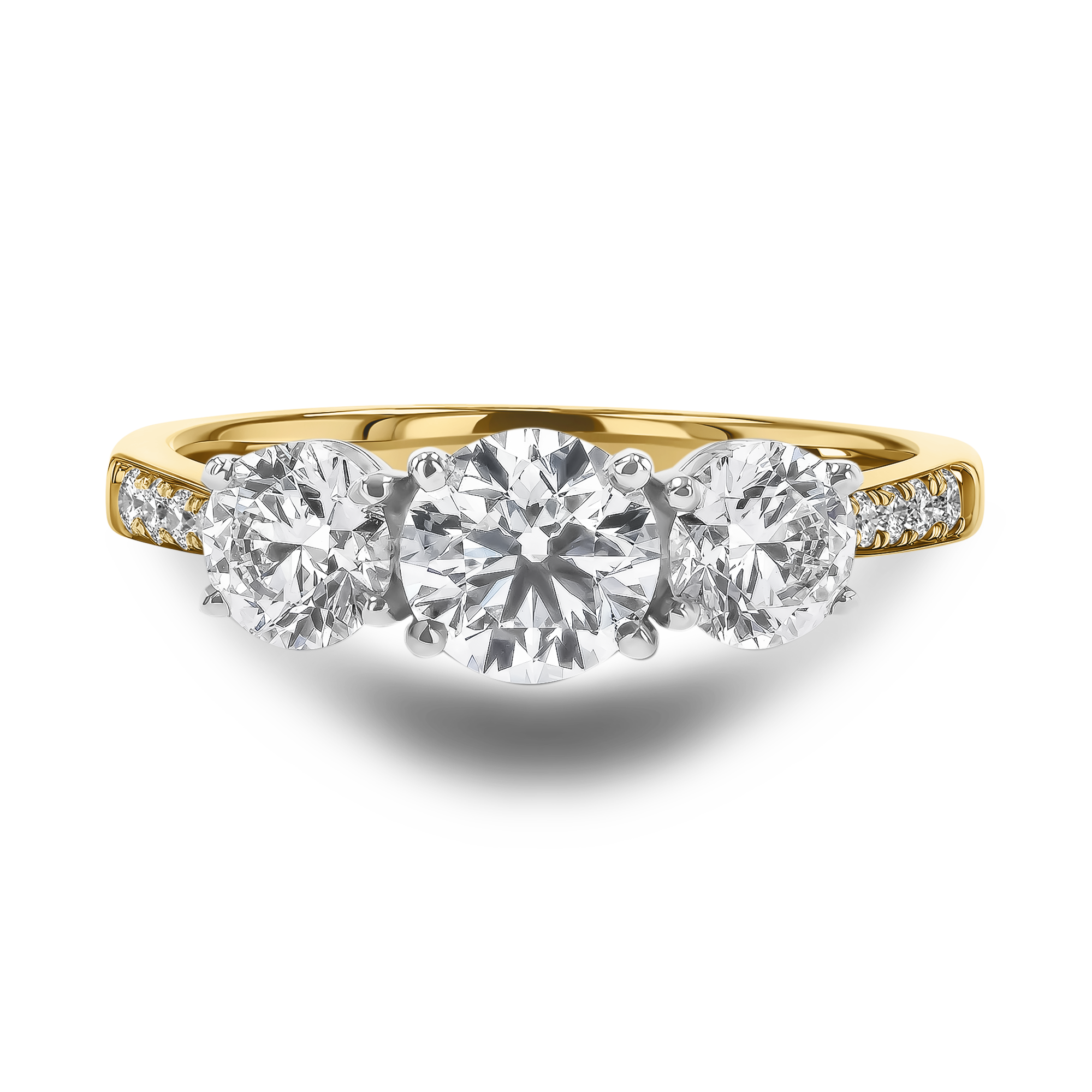 0.72CT Diamond Three-Stone Ring Brilliant Cut, Three-Stone, Diamond Shoulders_2