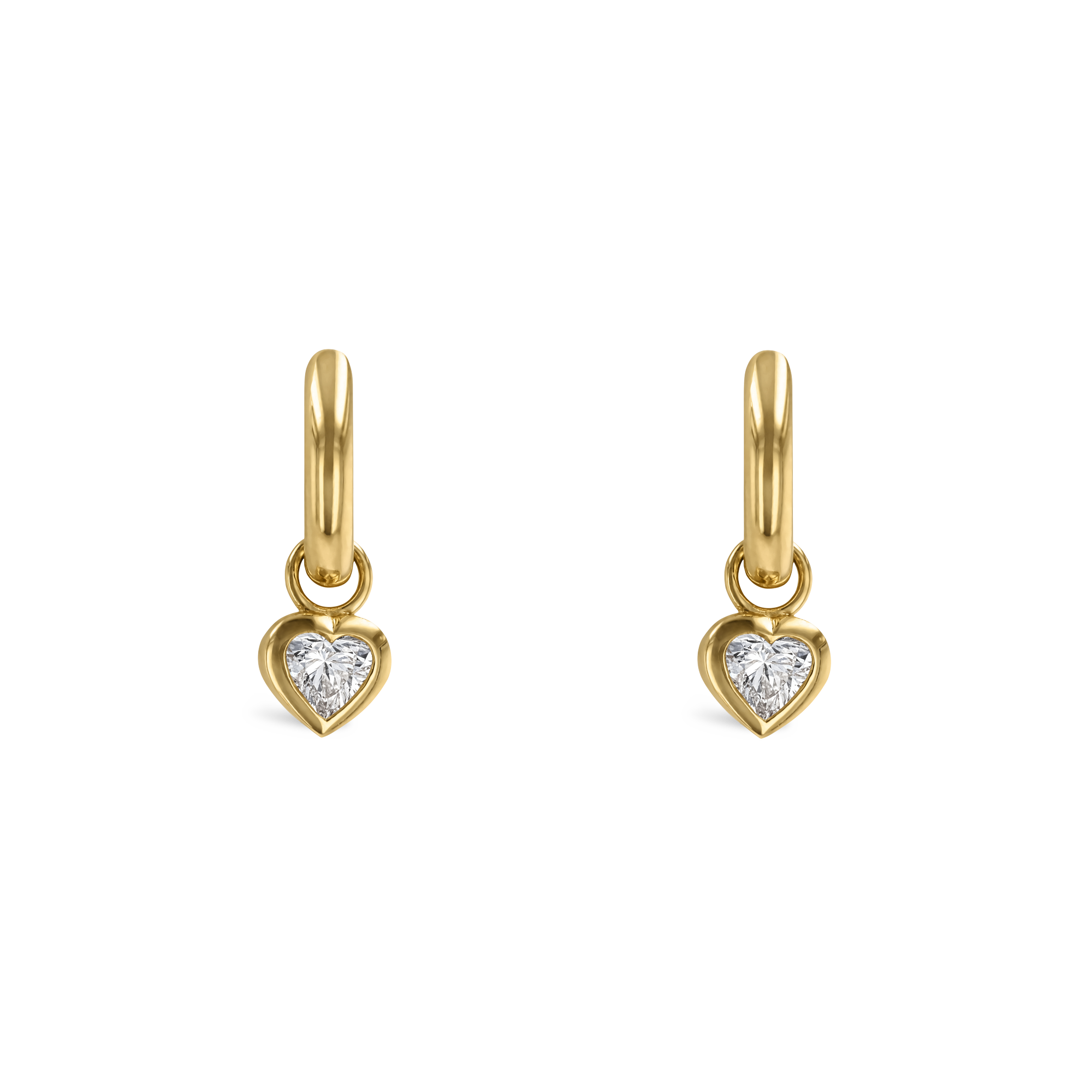 Sundance Heart Diamond Drop Hoop Drop Earrings Heart Cut, Rubover Set_2