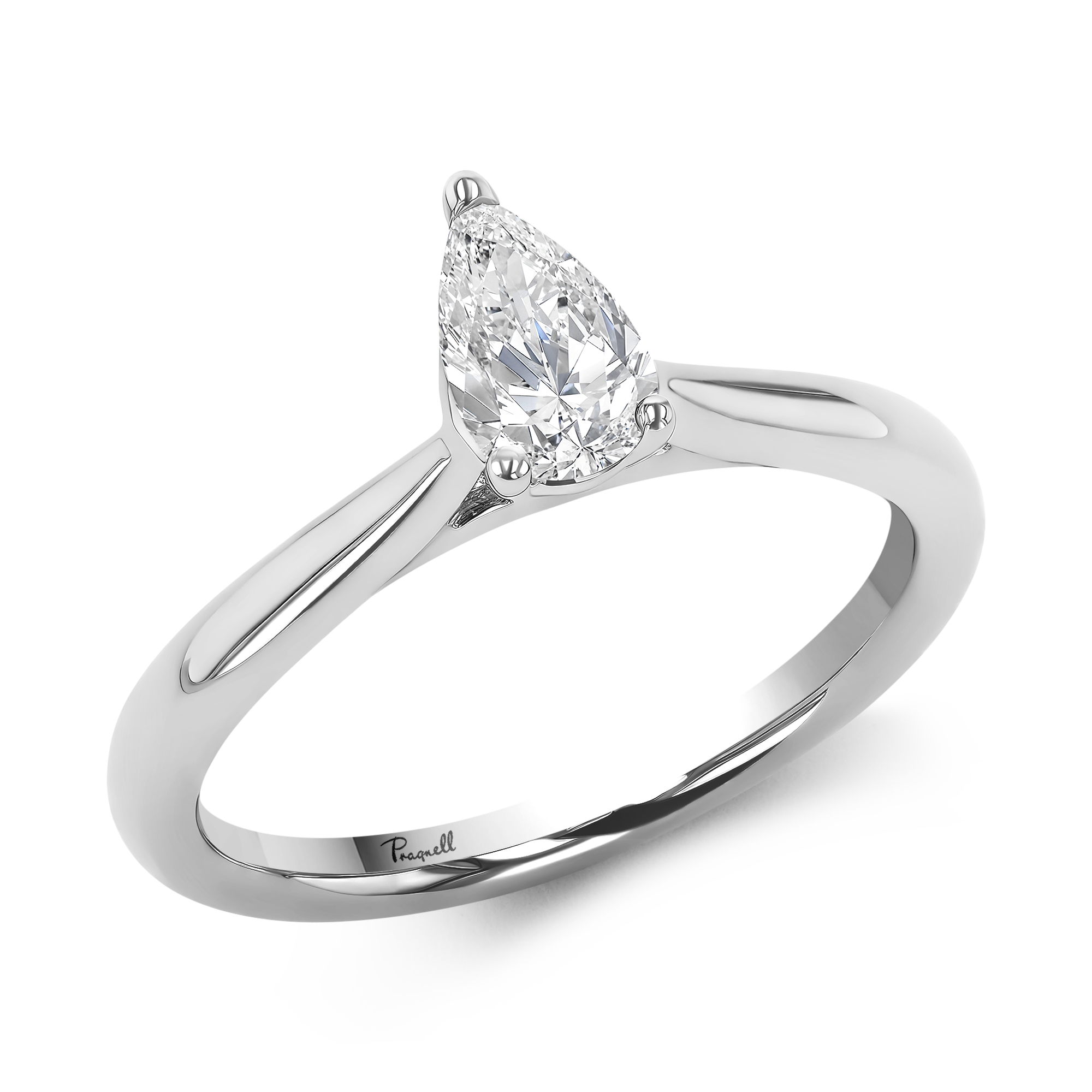 Classic 0.51ct Diamond Solitaire Ring Pearshape, Claw Set_1