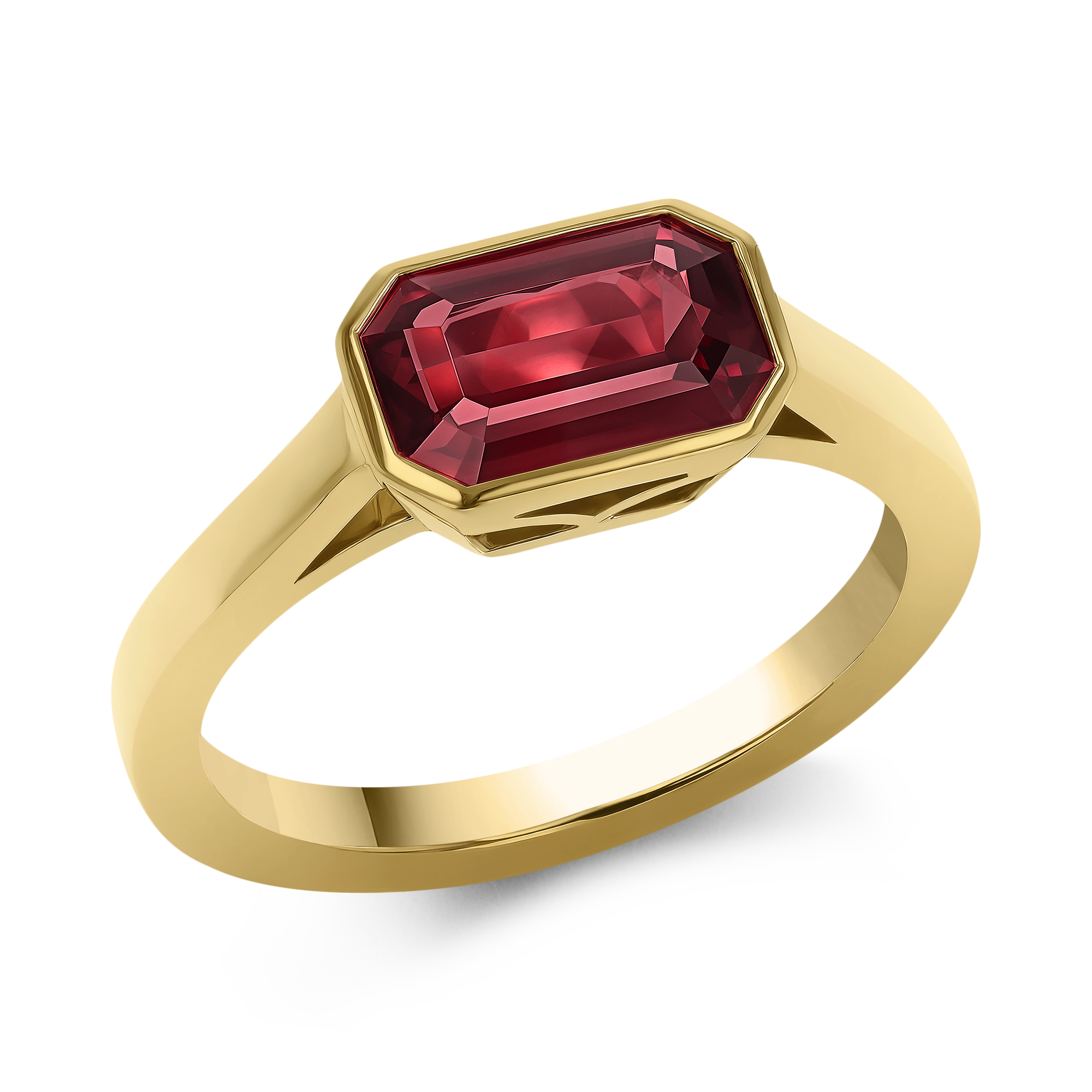 Kingdom 2.07ct Ruby Solitaire Ring Octagon Cut, Rubover Set_1