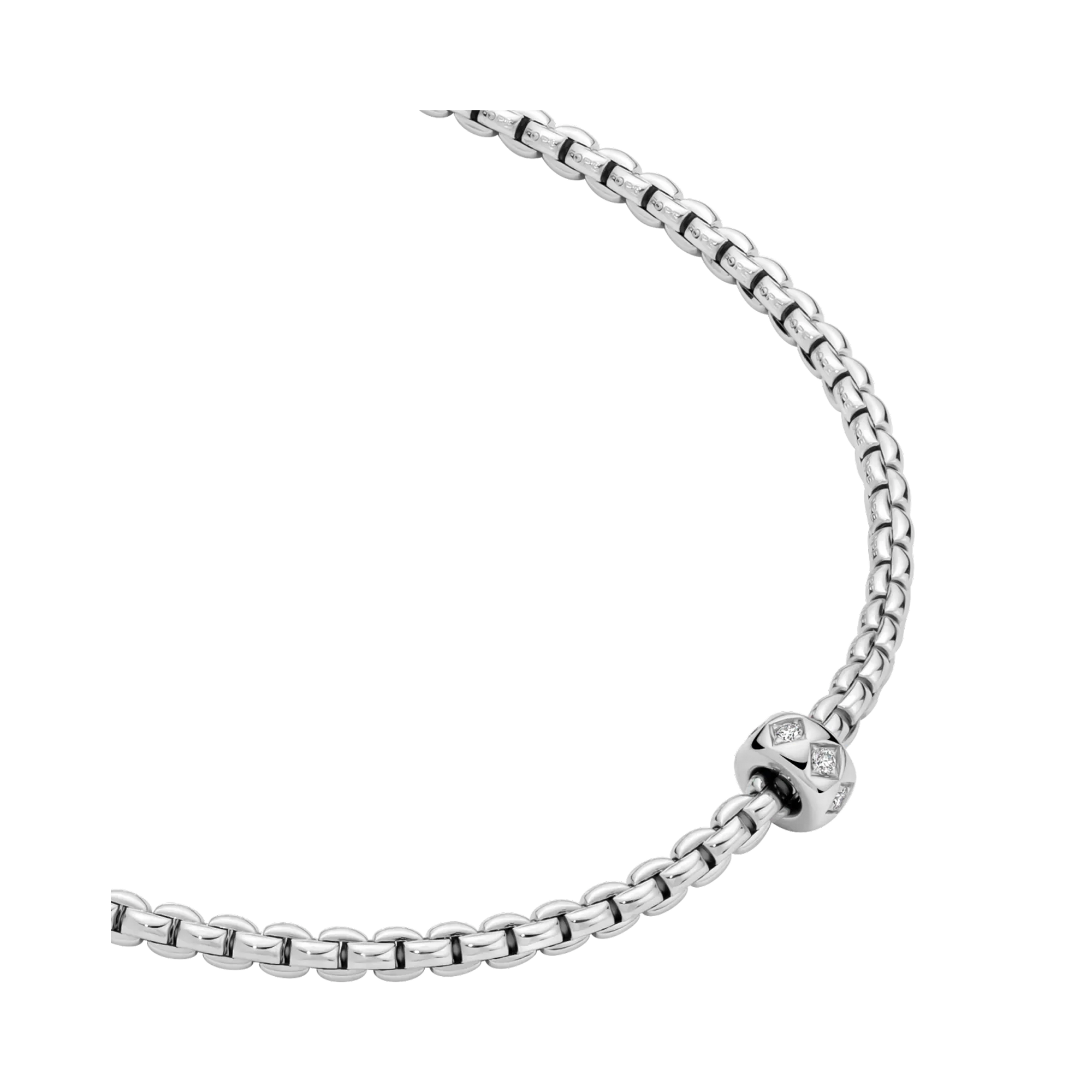 Fope Eka Diamond Necklace with White Gold Rondel Brilliant Cut, Grain Set_2