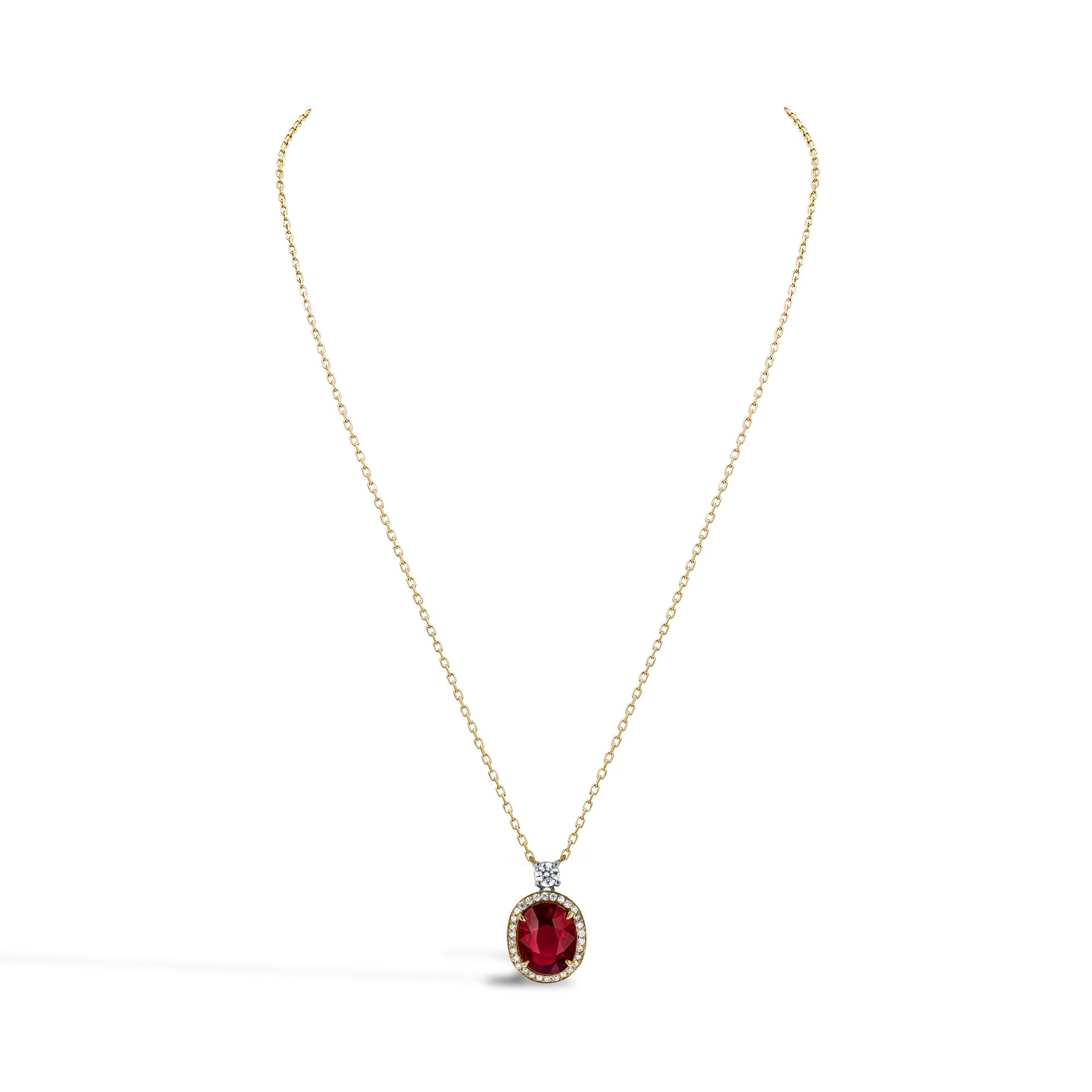 Oval 2.50ct Burmese Pigeon Blood Ruby and Diamond Pendant Oval Cut, Claw Set_2