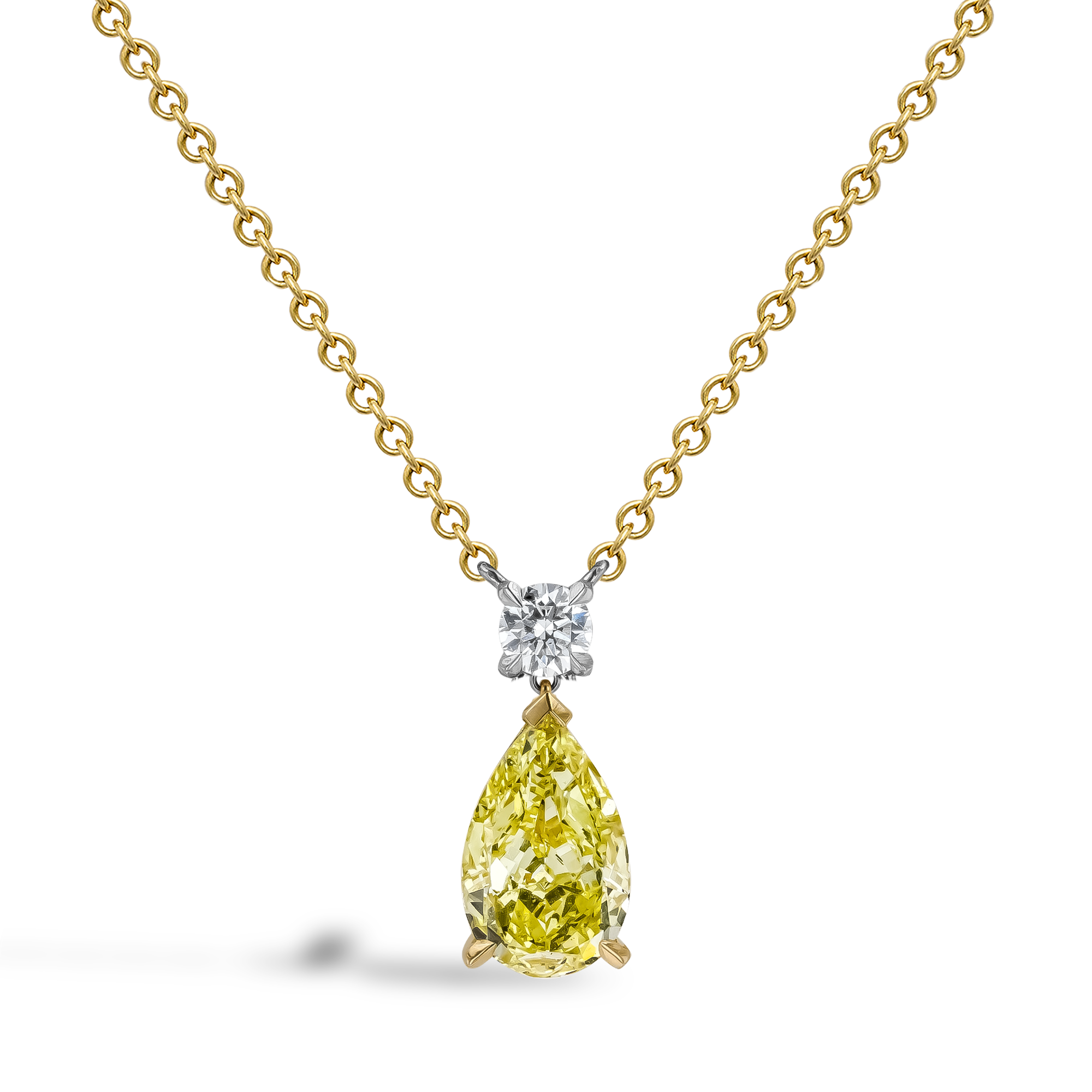 Pear Cut 1.60ct Kimberley Fancy Intense Yellow Diamond Pendant Pear Cut, Claw Set_1