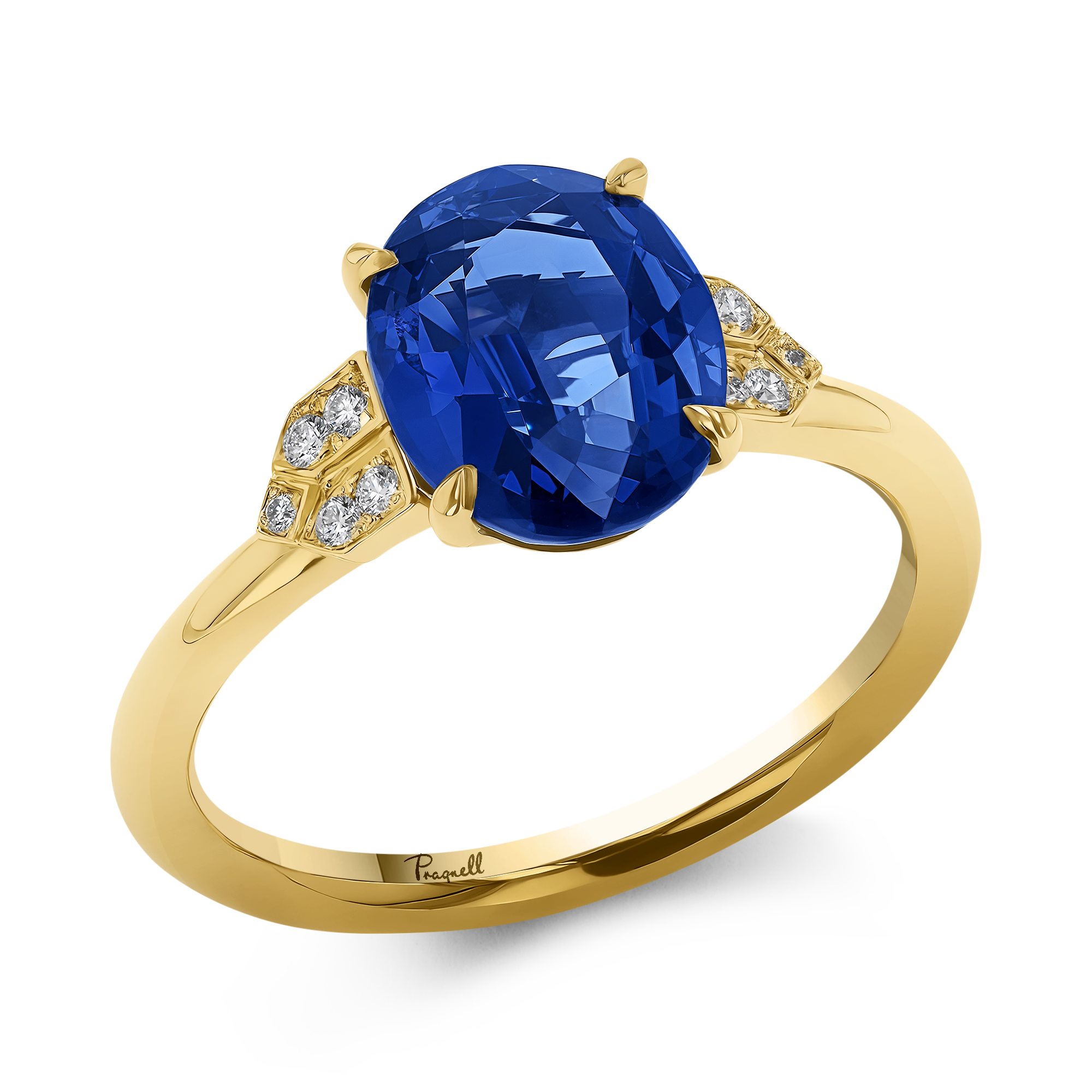 Oval Cut 3.06ct Sapphire and Diamond Ring Oval Cut, Claw Set_1